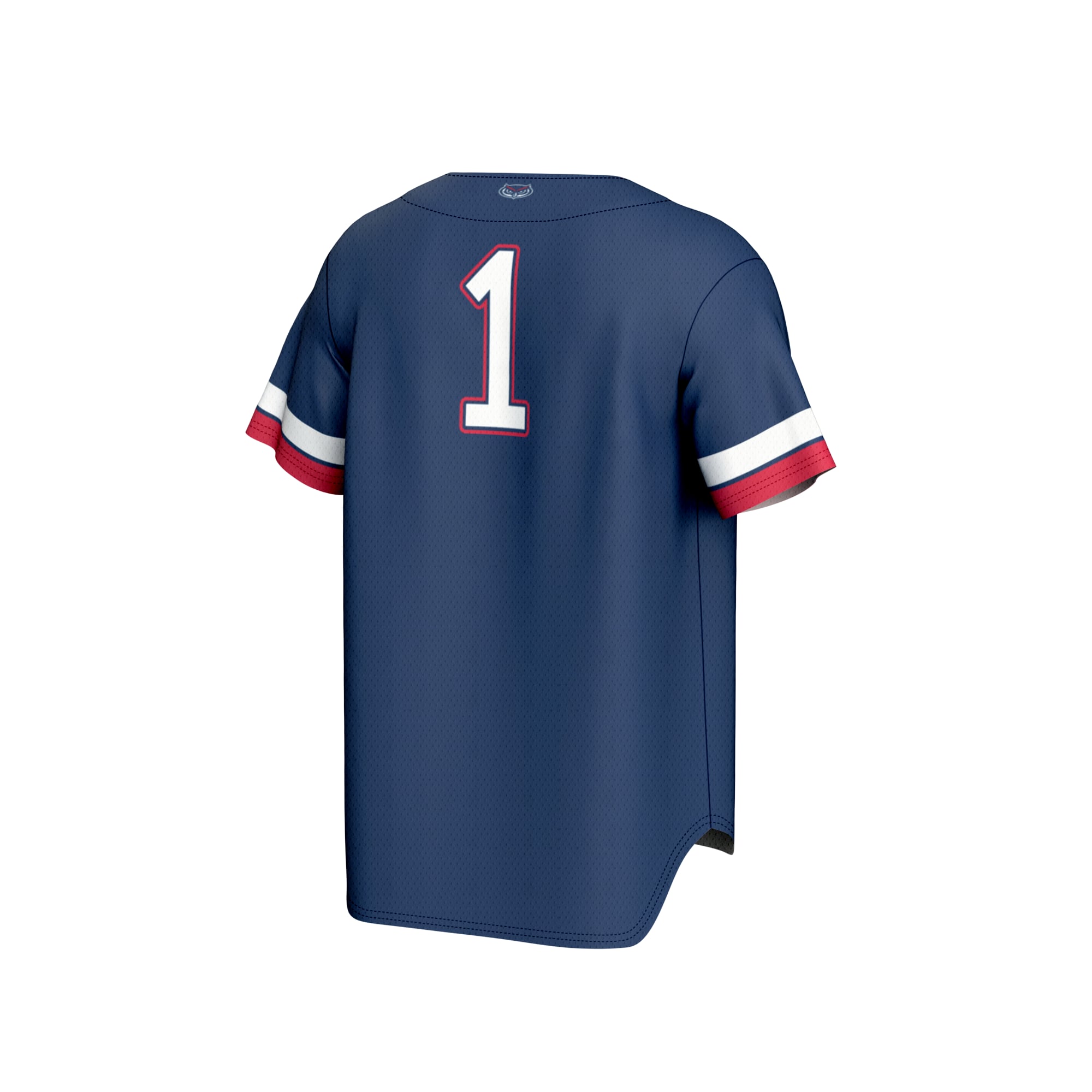 #1 Florida Atlantic Owls Youth Collegiate Baseball Fashion Jersey Navy - back view