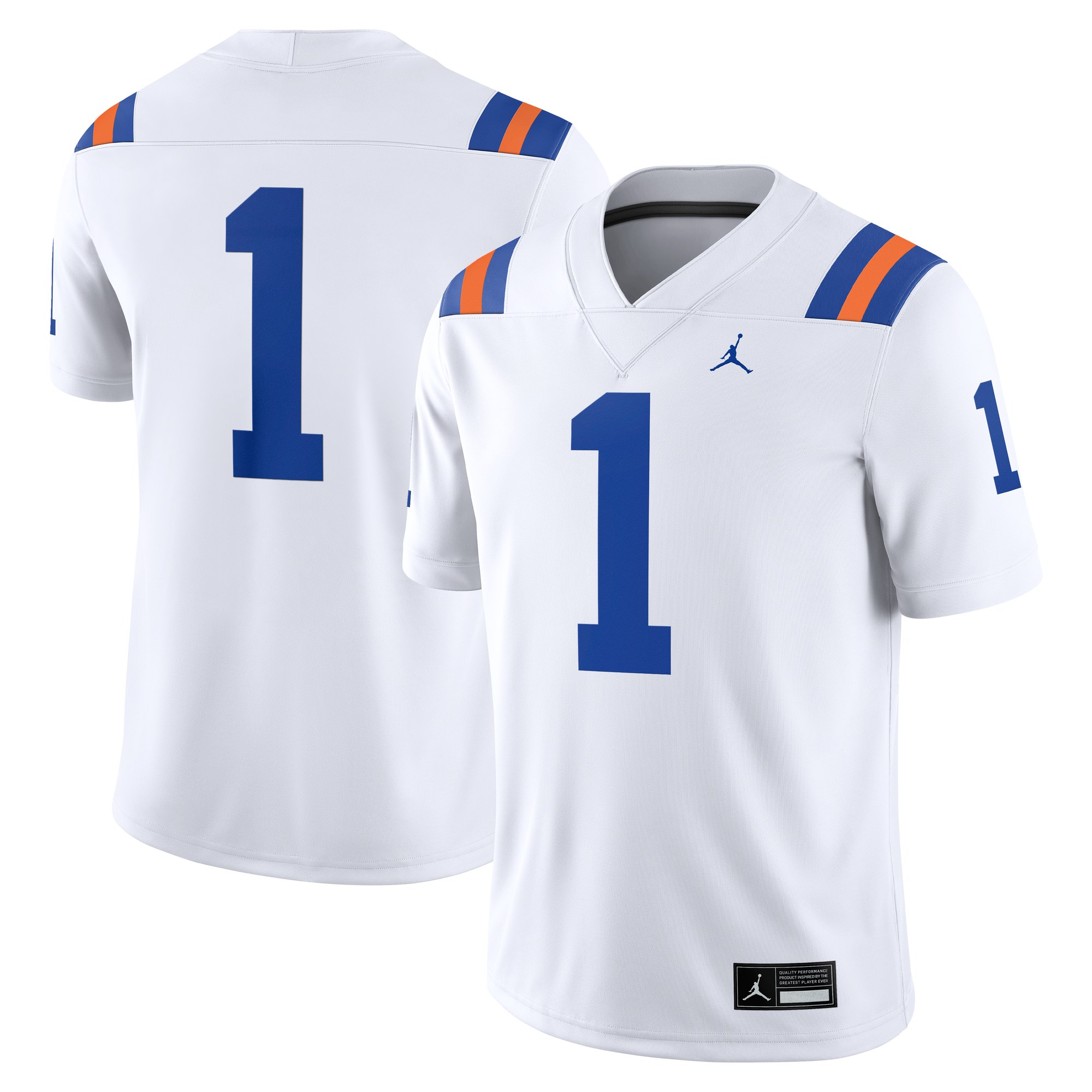 #1 Florida Gators Alternate Football Jersey White - front and back view