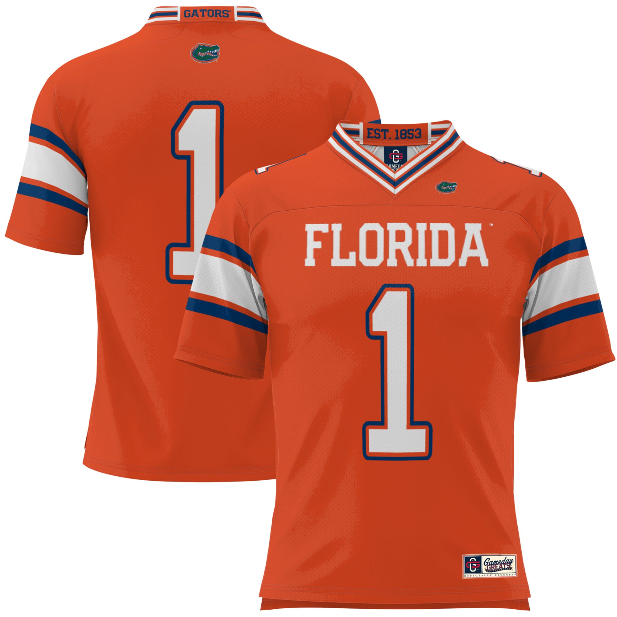 #1 Florida Gators Football Jersey Orange - front and back view