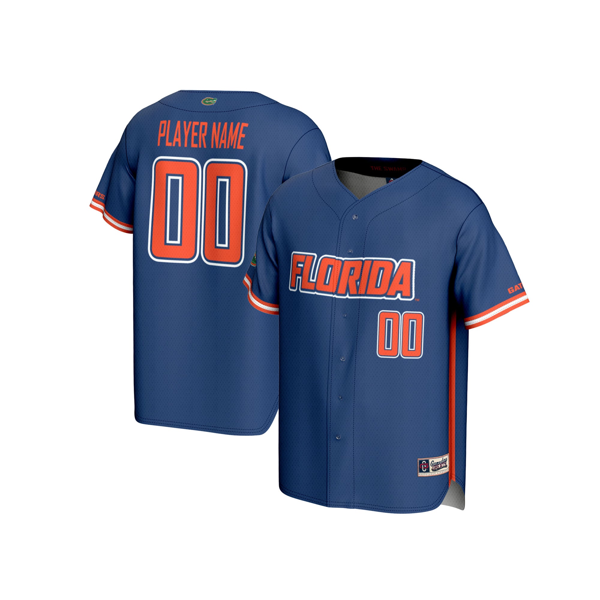 Florida Gators Lightweight Baseball Jersey Royal - front and back view