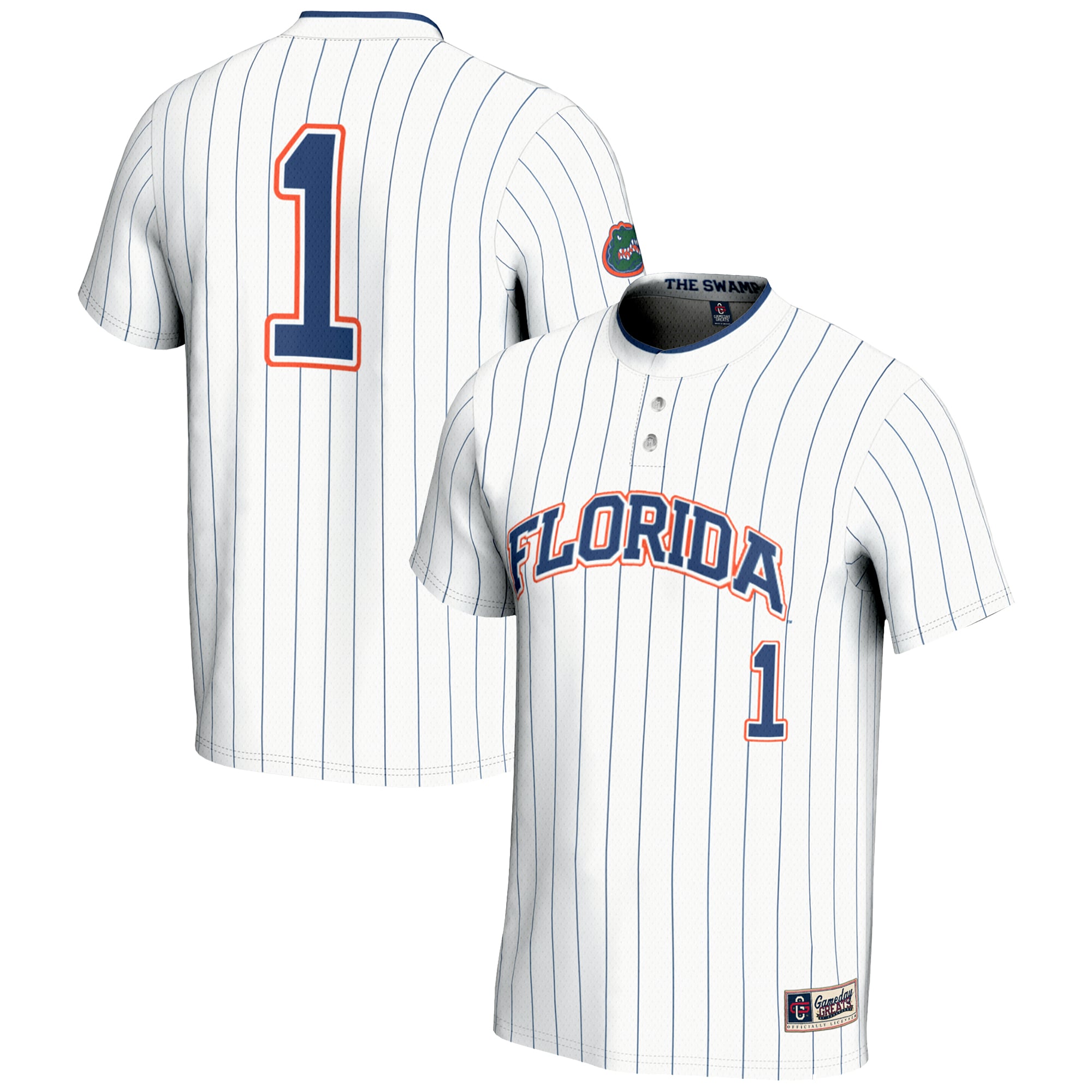 #1 Florida Gators Lightweight Softball Jersey White - front and back view