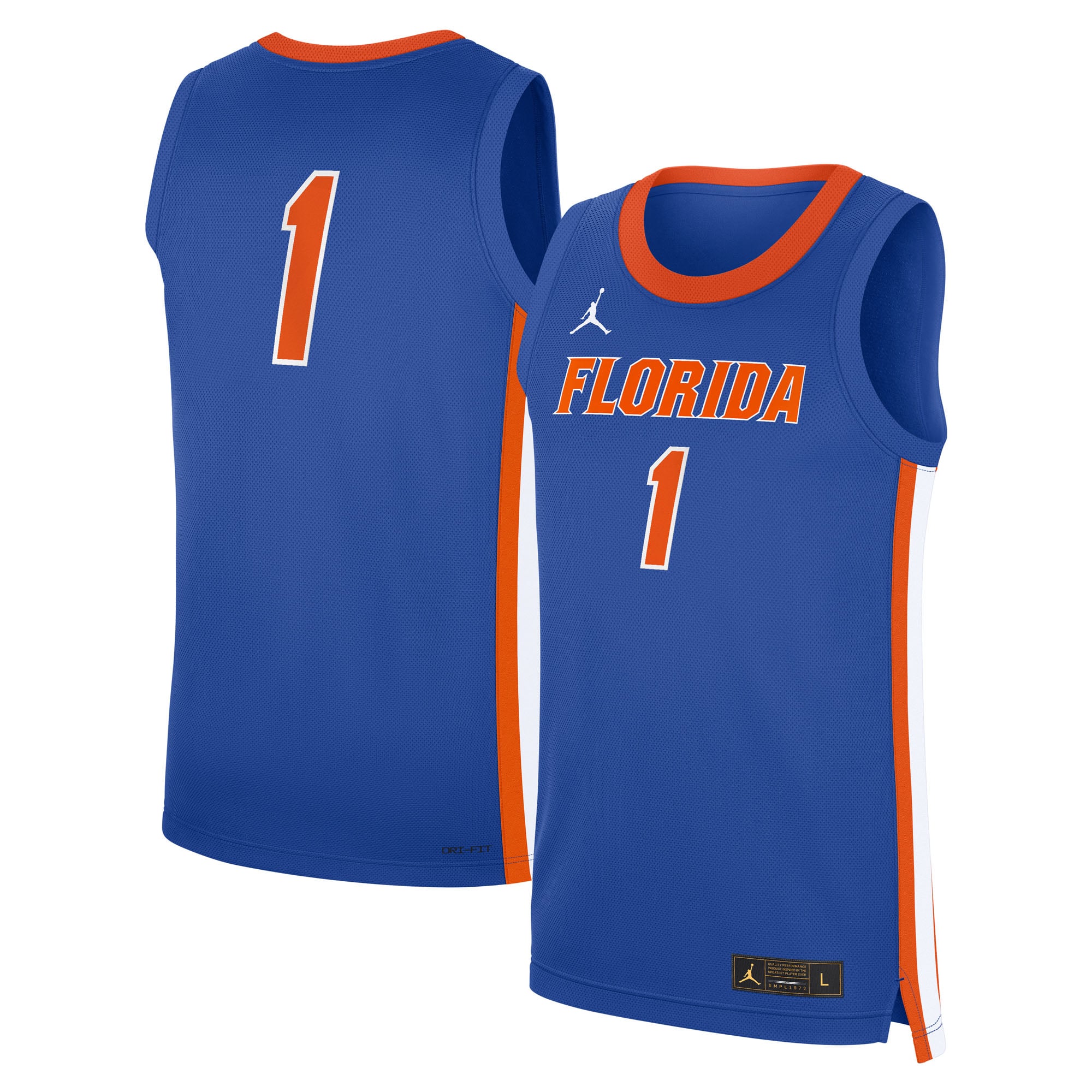 Florida Gators Road Basketball Jersey Royal - front and back view