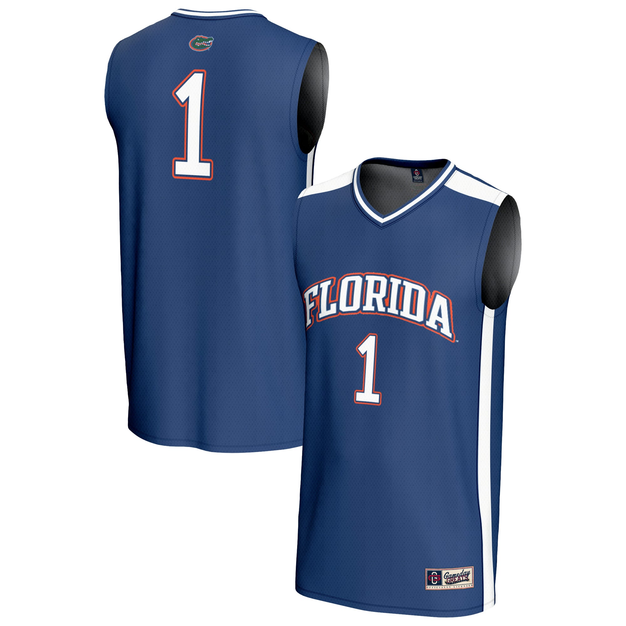 #1 Florida Gators Unisex Lightweight Basketball Fashion Jersey Royal - front and back view