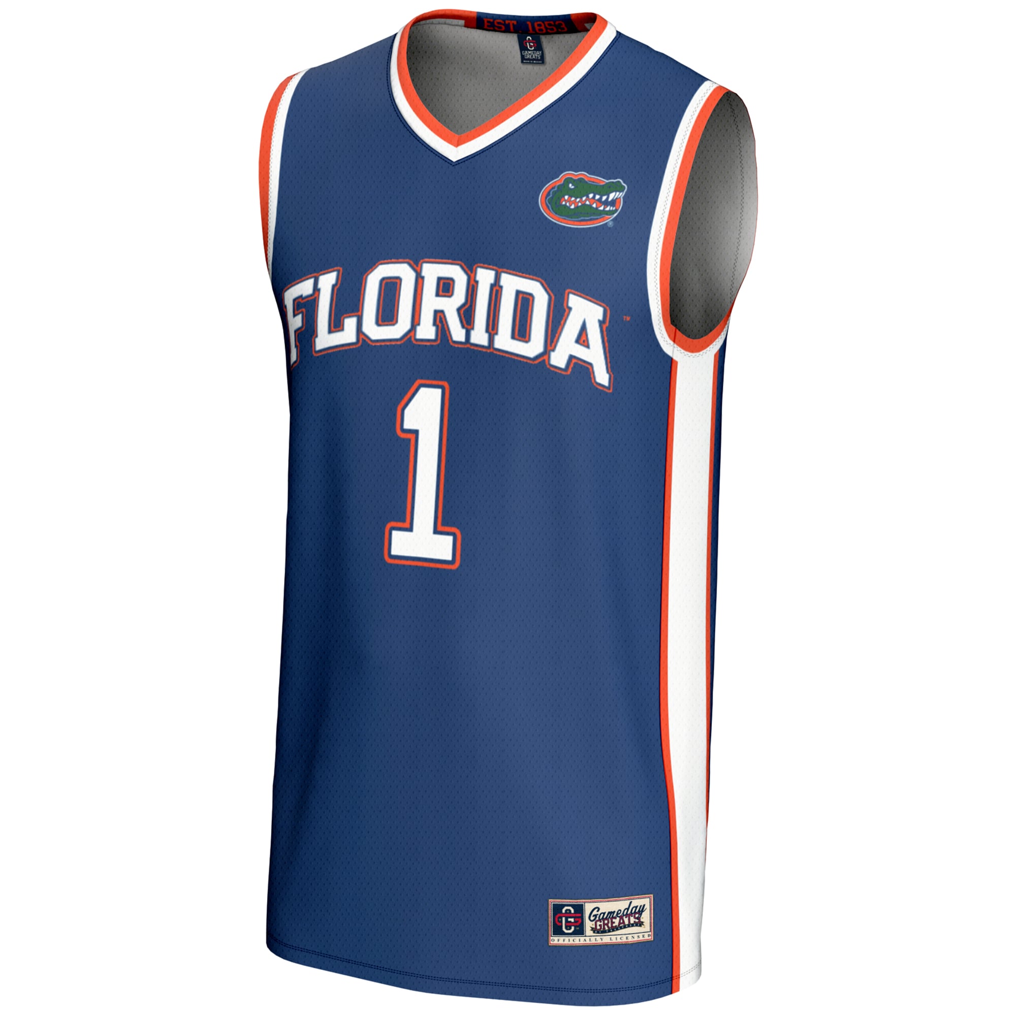 #1 Florida Gators Unisex Lightweight Basketball Jersey Royal - front view