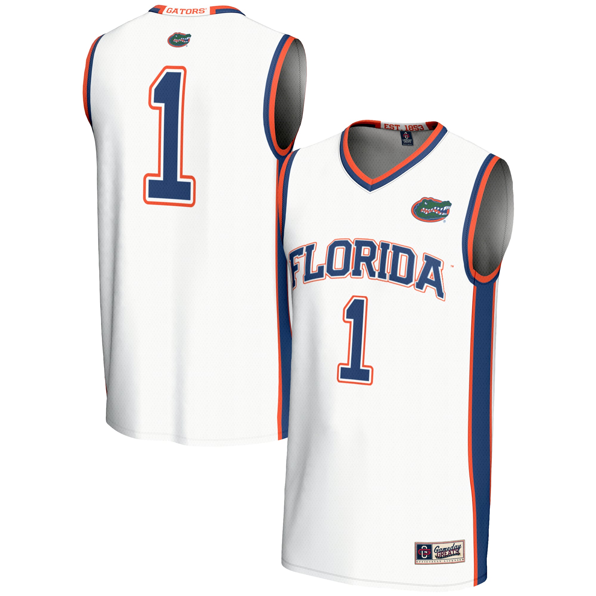 #70 Florida Gators Unisex Lightweight Basketball Jersey White - front and back view
