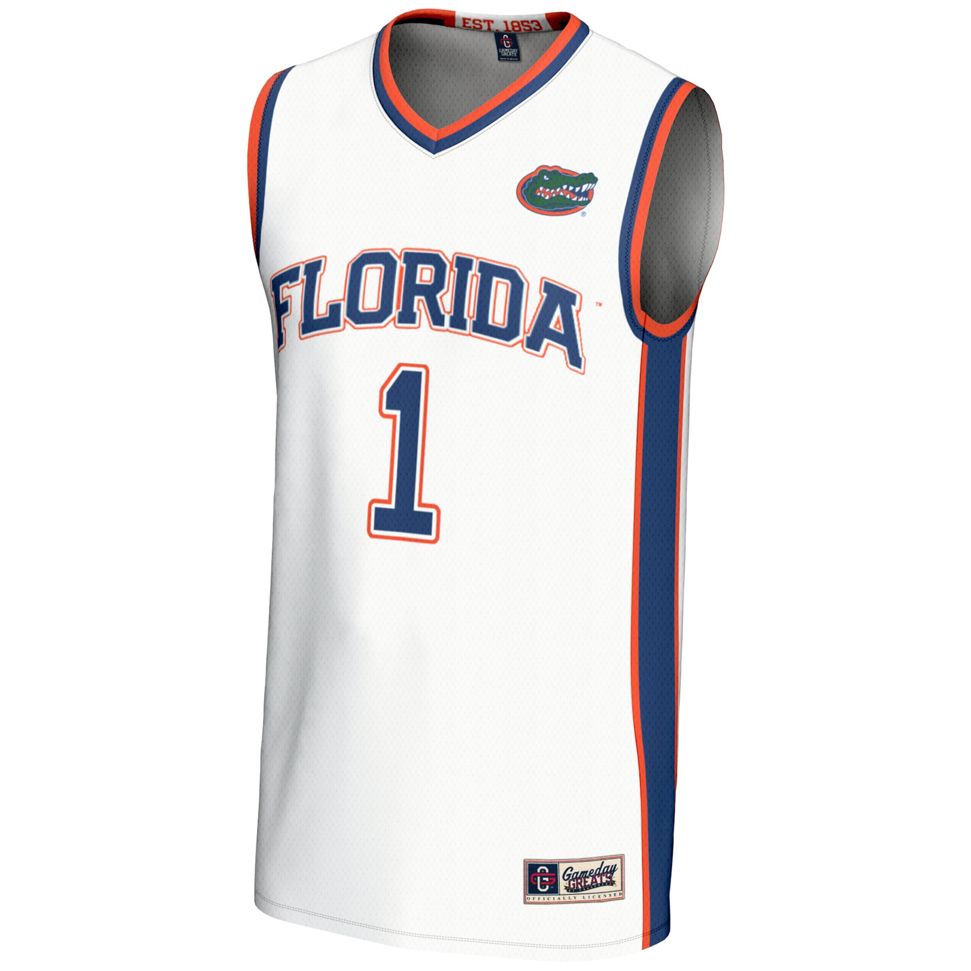 #70 Florida Gators Unisex Lightweight Basketball Jersey White - front view