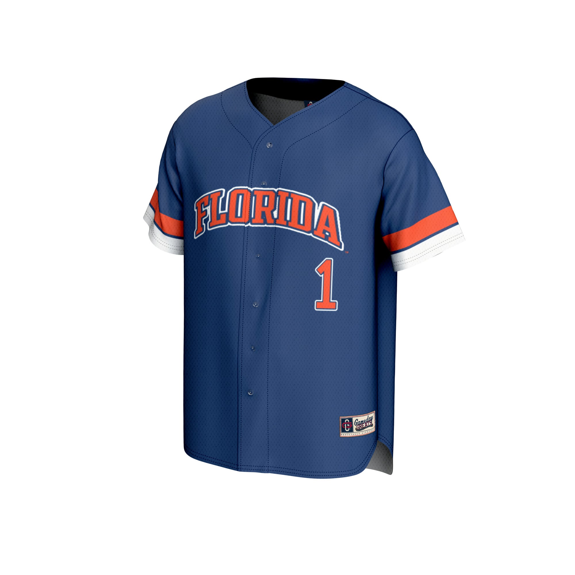 #1 Florida Gators Unisex Lightweight Collegiate Baseball Fashion Jersey Royal - front view