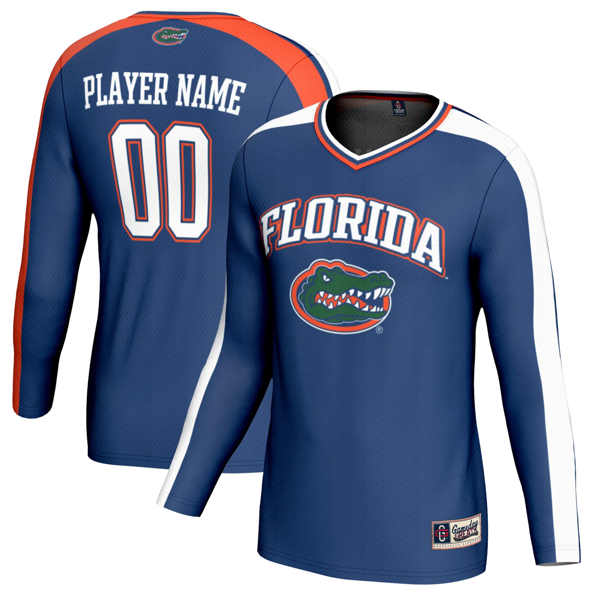 Florida Gators Unisex Lightweight Collegiate Volleyball Fashion Jersey Royal - front and back view