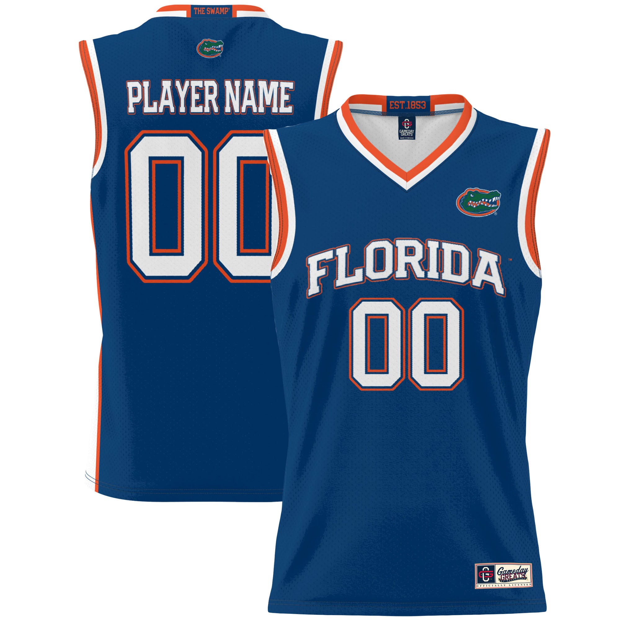 Florida Gators Youth Lightweight Men's Basketball Jersey Royal - front and back view