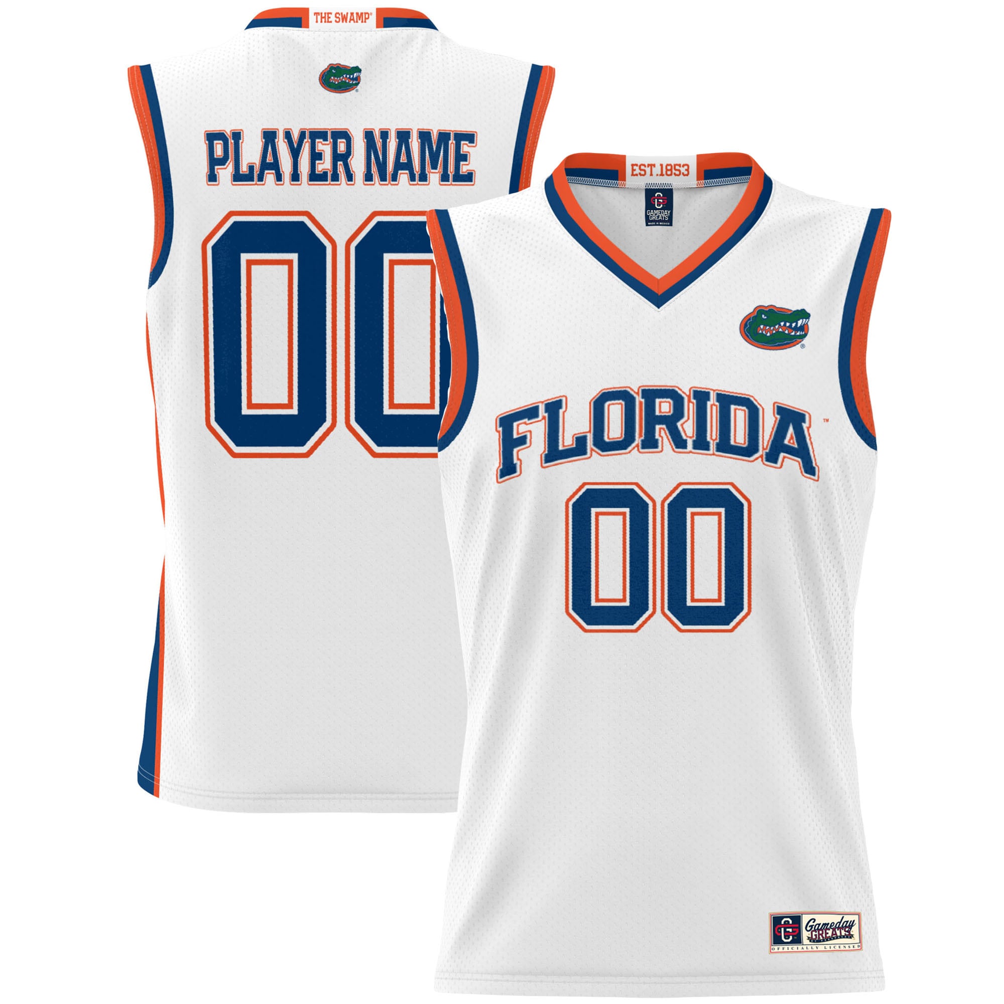 Florida Gators Youth Lightweight Men's Basketball Jersey White - front and back view