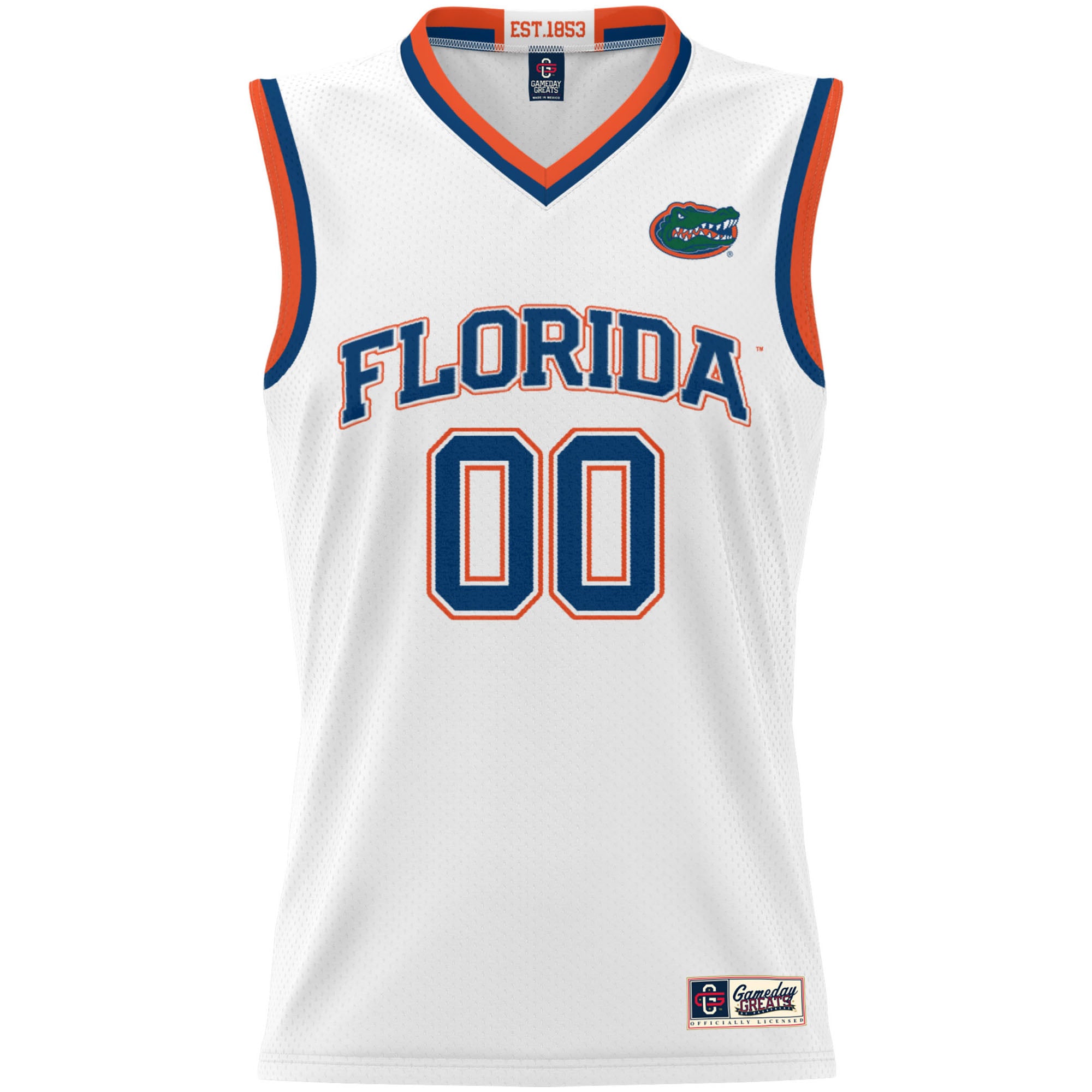 Florida Gators Unisex Lightweight Men's Basketball Jersey White - front view