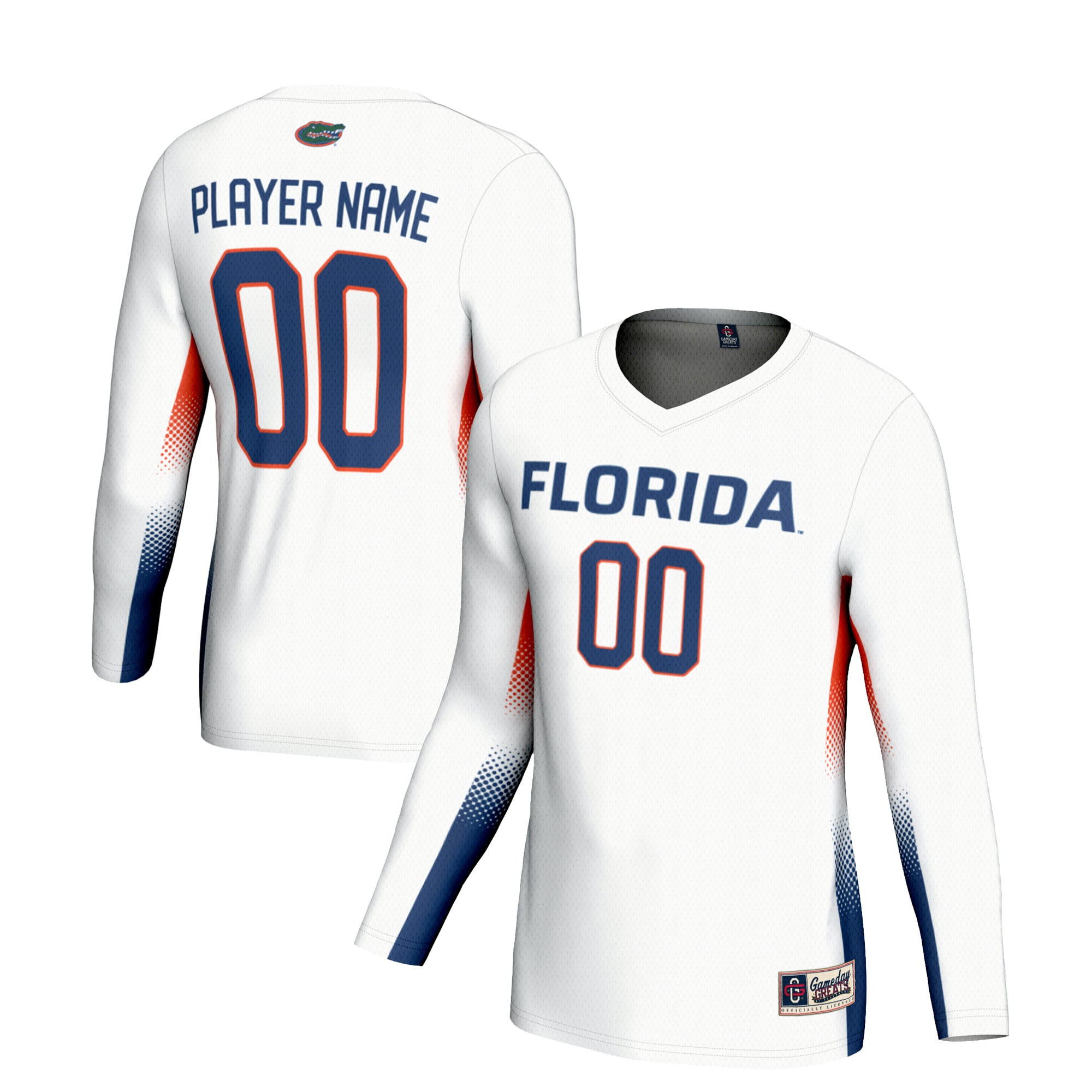 Florida Gators Unisex Lightweight Volleyball Jersey White - front and back view