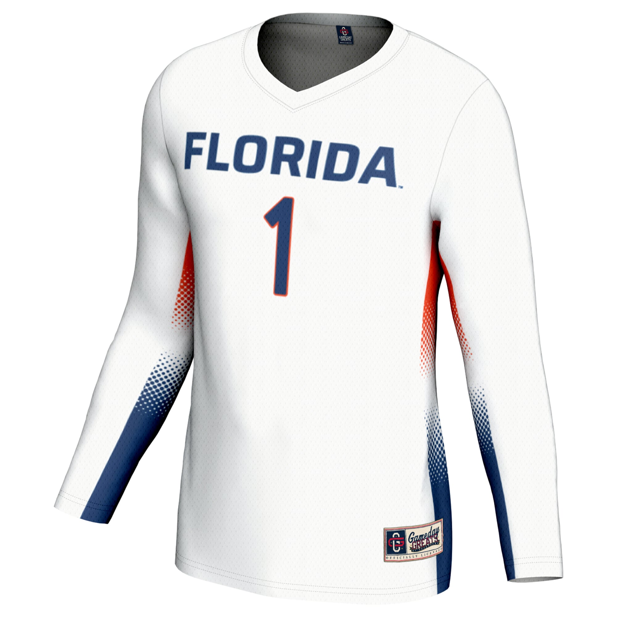 #1 Florida Gators Unisex Lightweight Volleyball Jersey White - front view