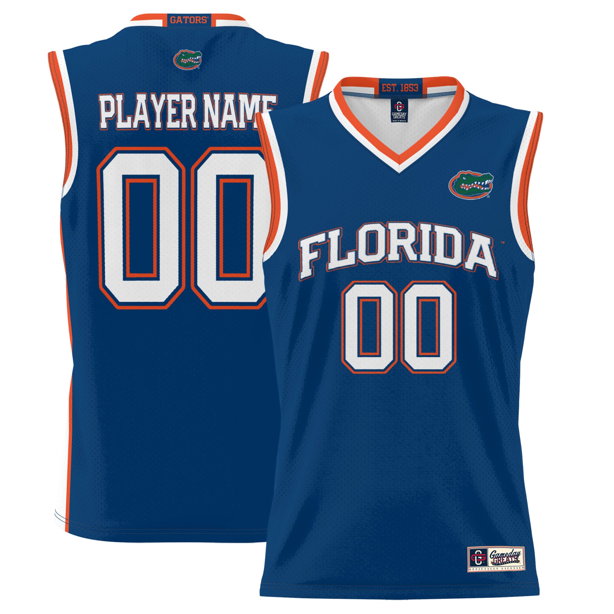 Florida Gators Unisex Lightweight Women's Basketball Jersey Royal - front and back view