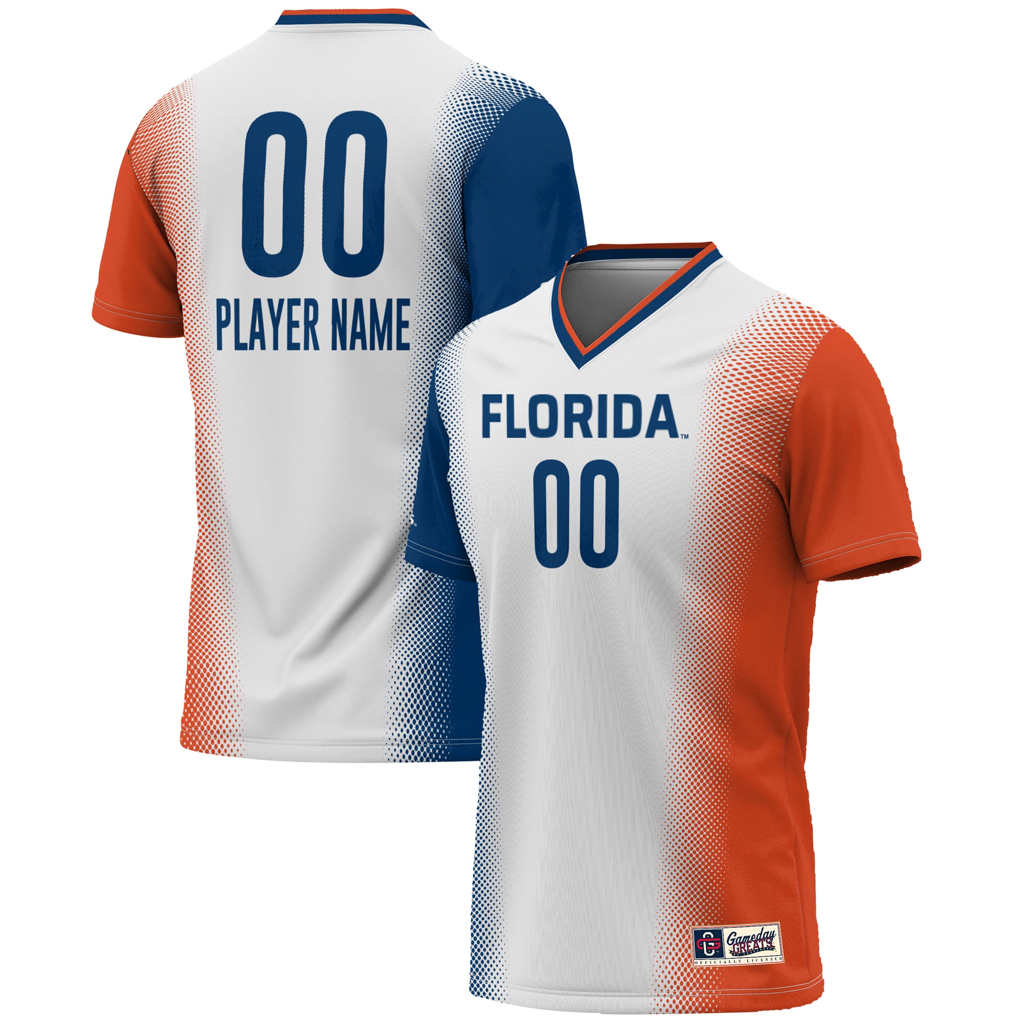 Florida Gators Youth Lightweight Women's Soccer Jersey White - front and back view