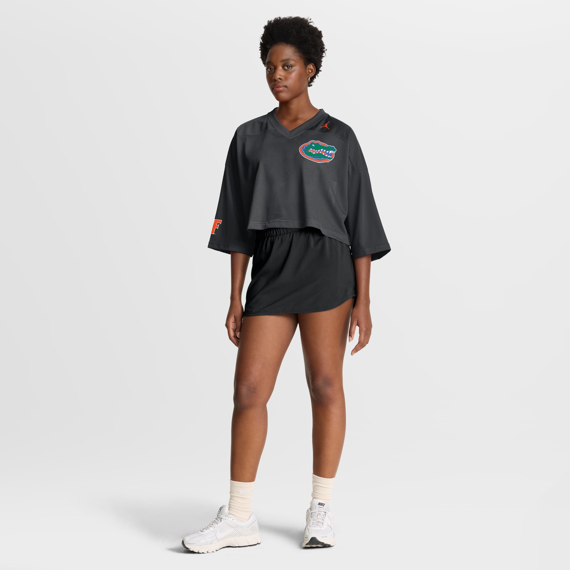 Florida Gators Women's Cropped Mesh Fashion Jersey Black - model side view