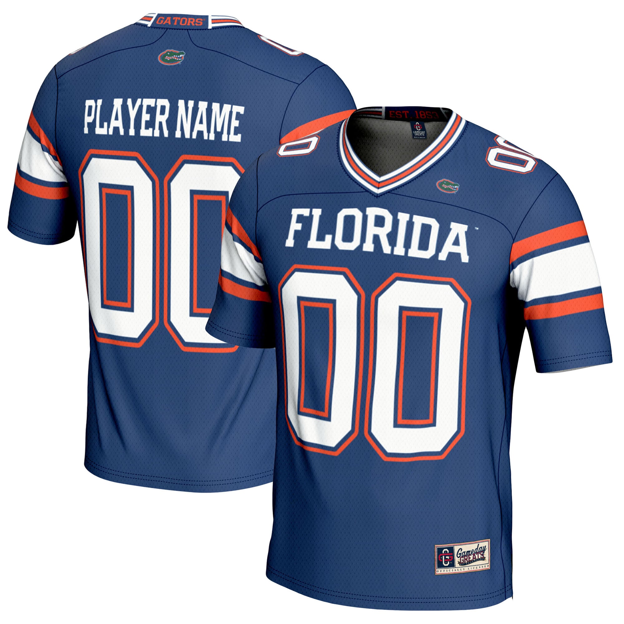 Florida Gators Youth Football Jersey Royal - front and back view