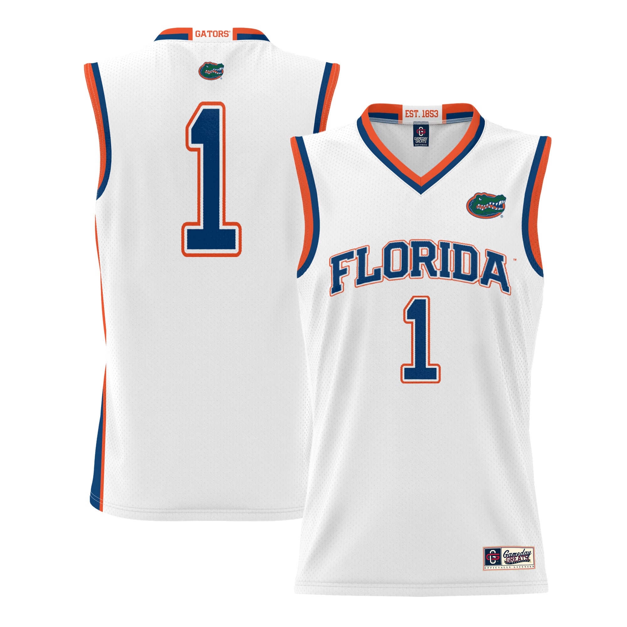 #70 Florida Gators Youth Lightweight Basketball Jersey White - front and back view