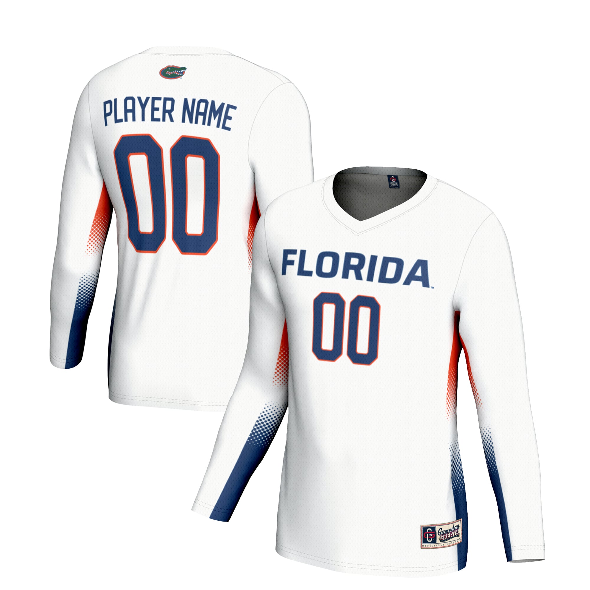 Florida Gators Youth Lightweight Volleyball Jersey White - front and back view