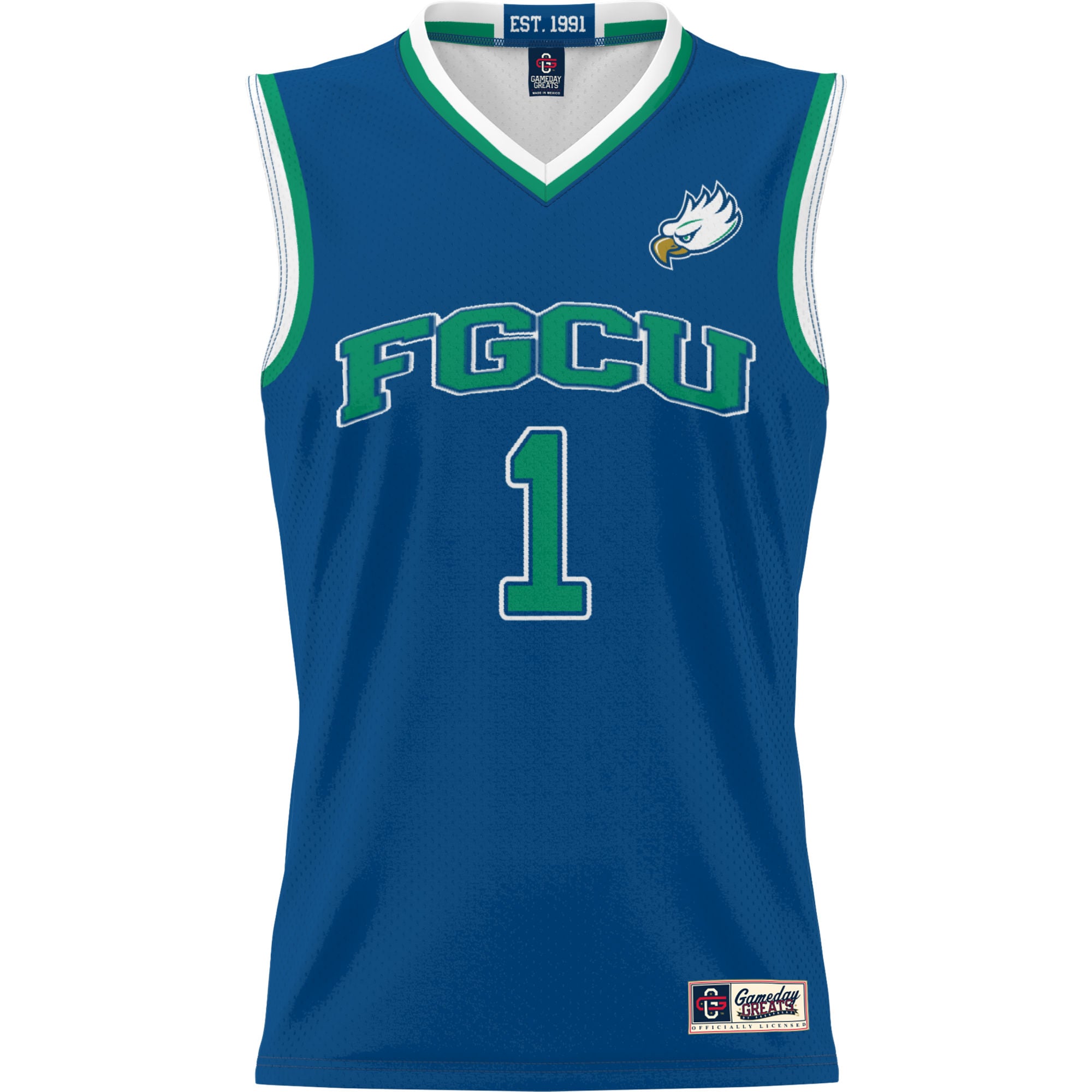 #1 Florida Gulf Coast Eagles Lightweight Basketball Jersey Blue - front view