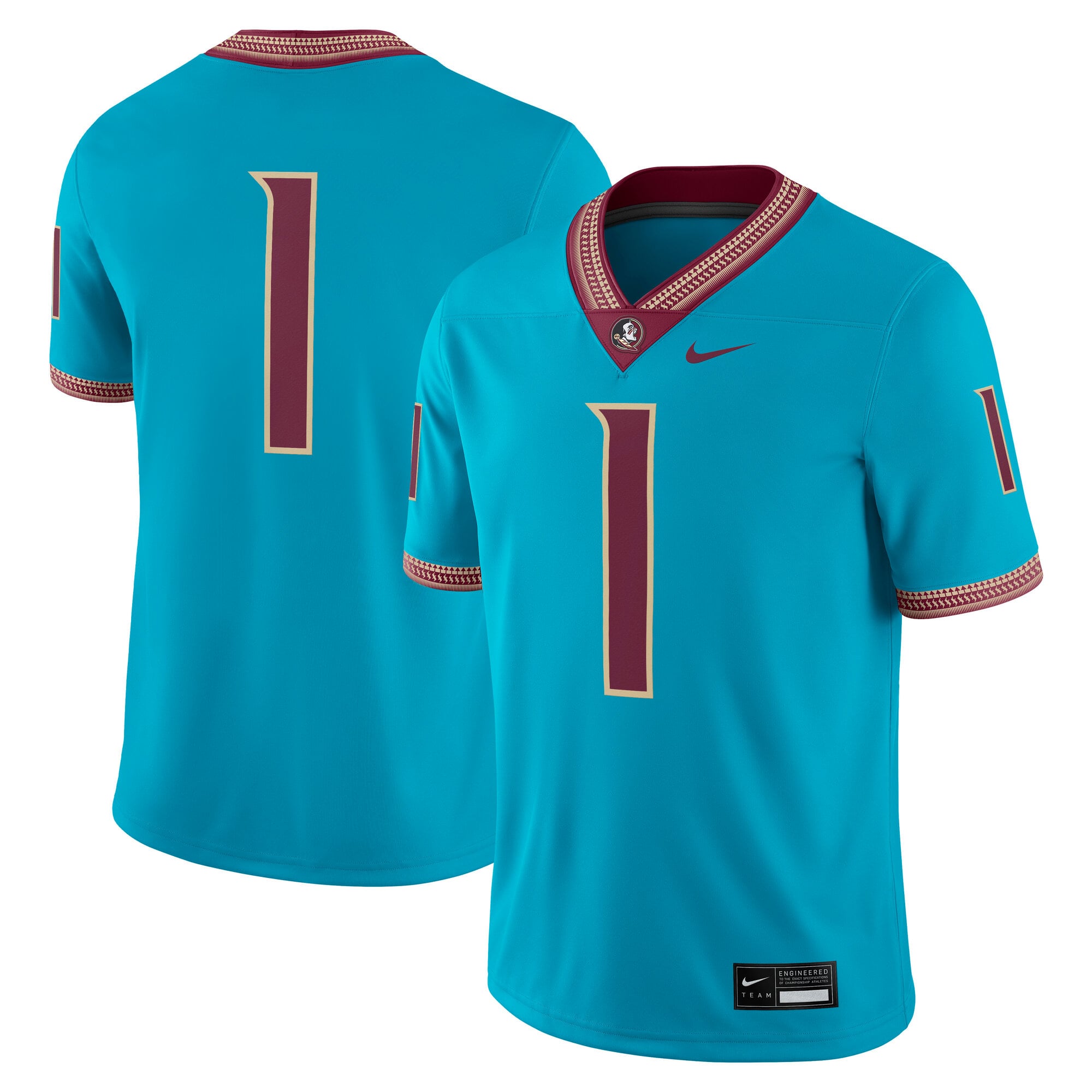 Florida State Seminoles Alternate Jersey Turquoise - front and back view