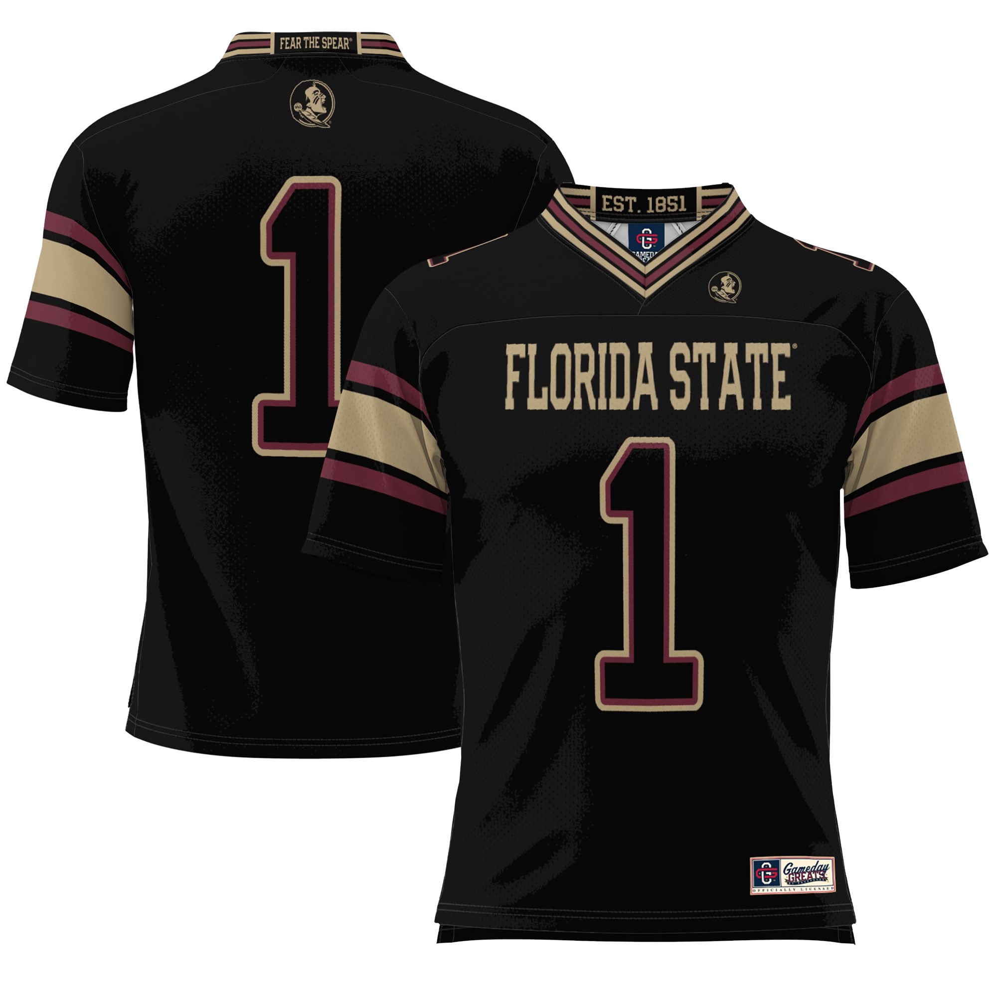 #1 Florida State Seminoles Endzone Football Jersey Black - front view
