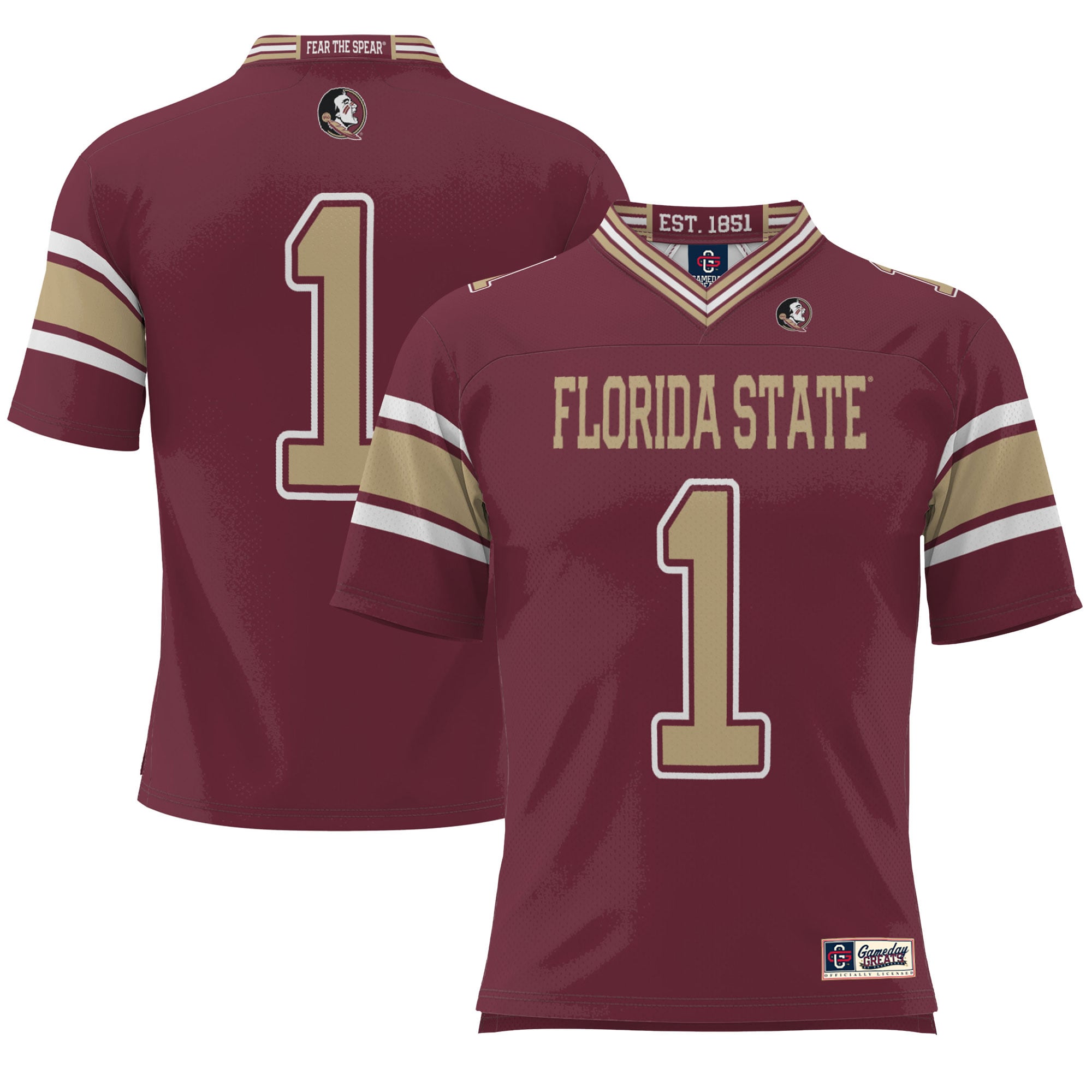 #1 Florida State Seminoles Youth Endzone Football Jersey Garnet - front view