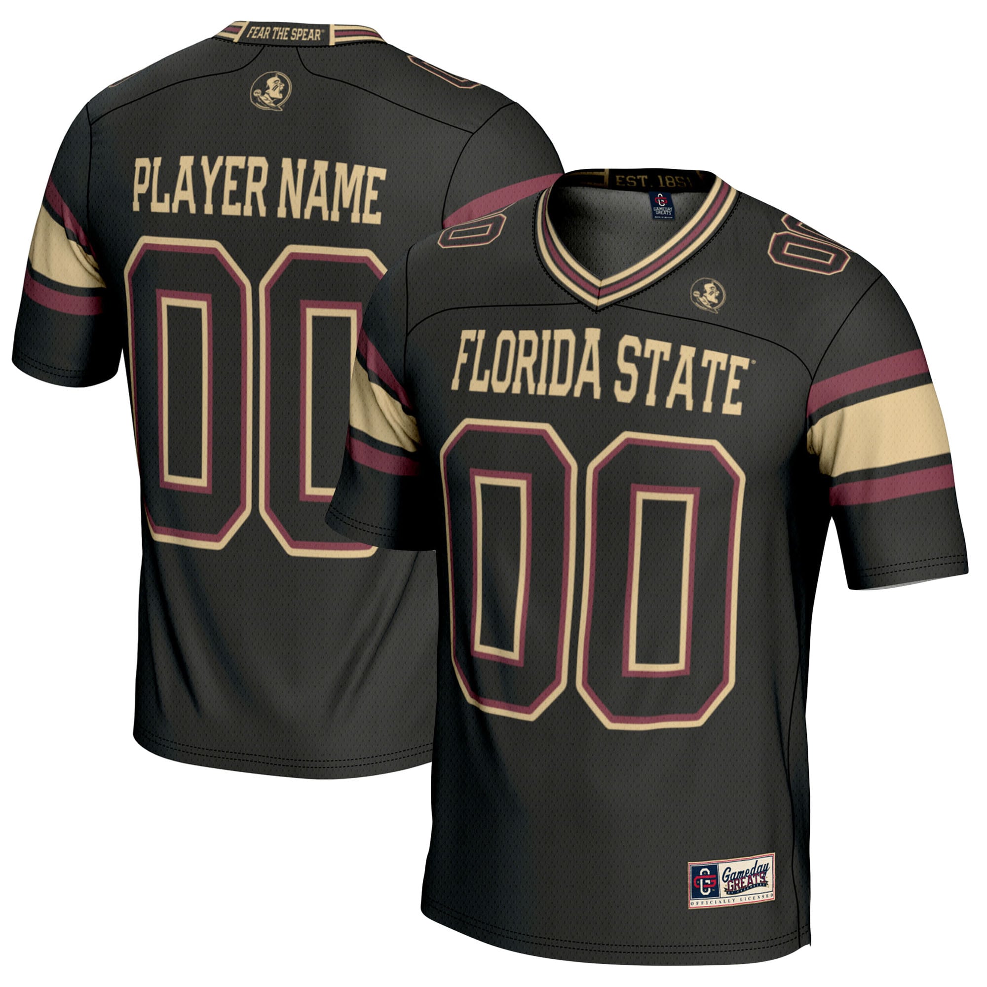 Florida State Seminoles Football Jersey Black - front and back view
