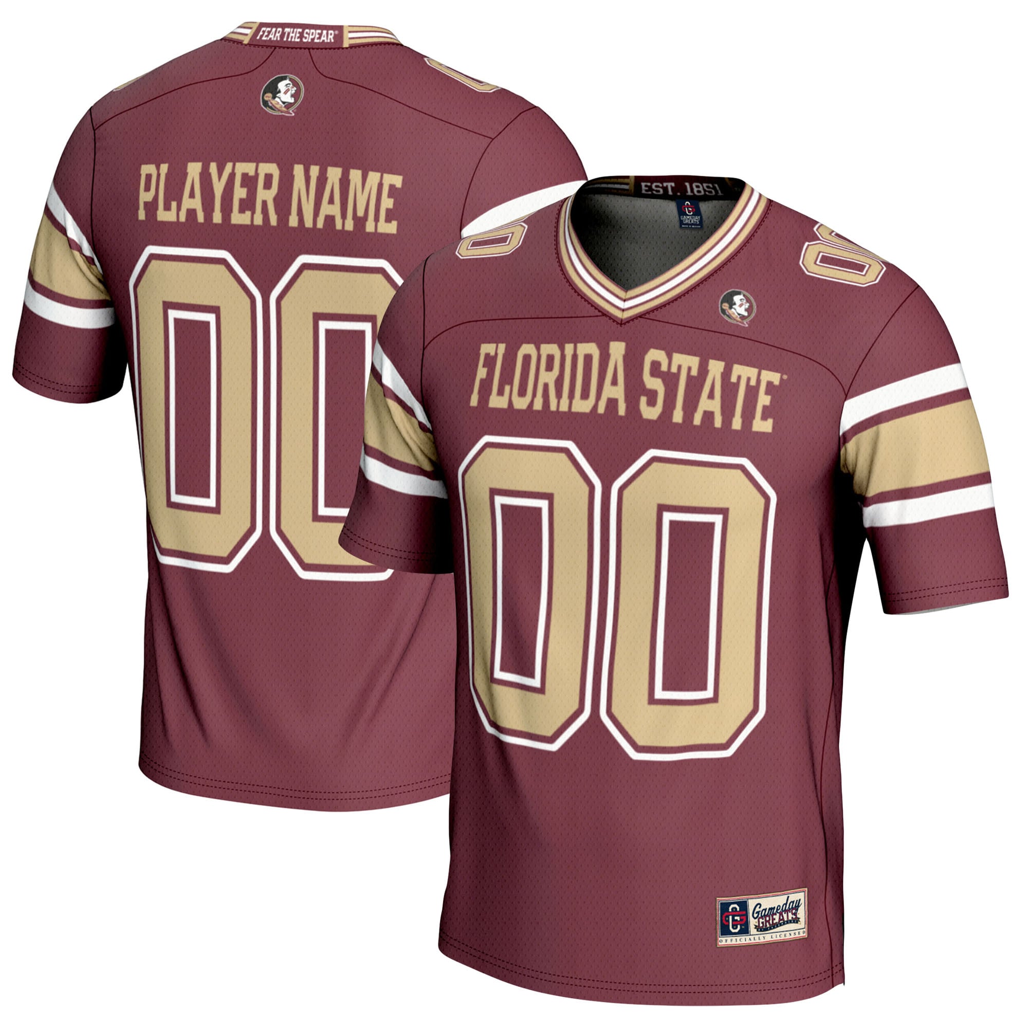 Florida State Seminoles Football Jersey Maroon - front and back view