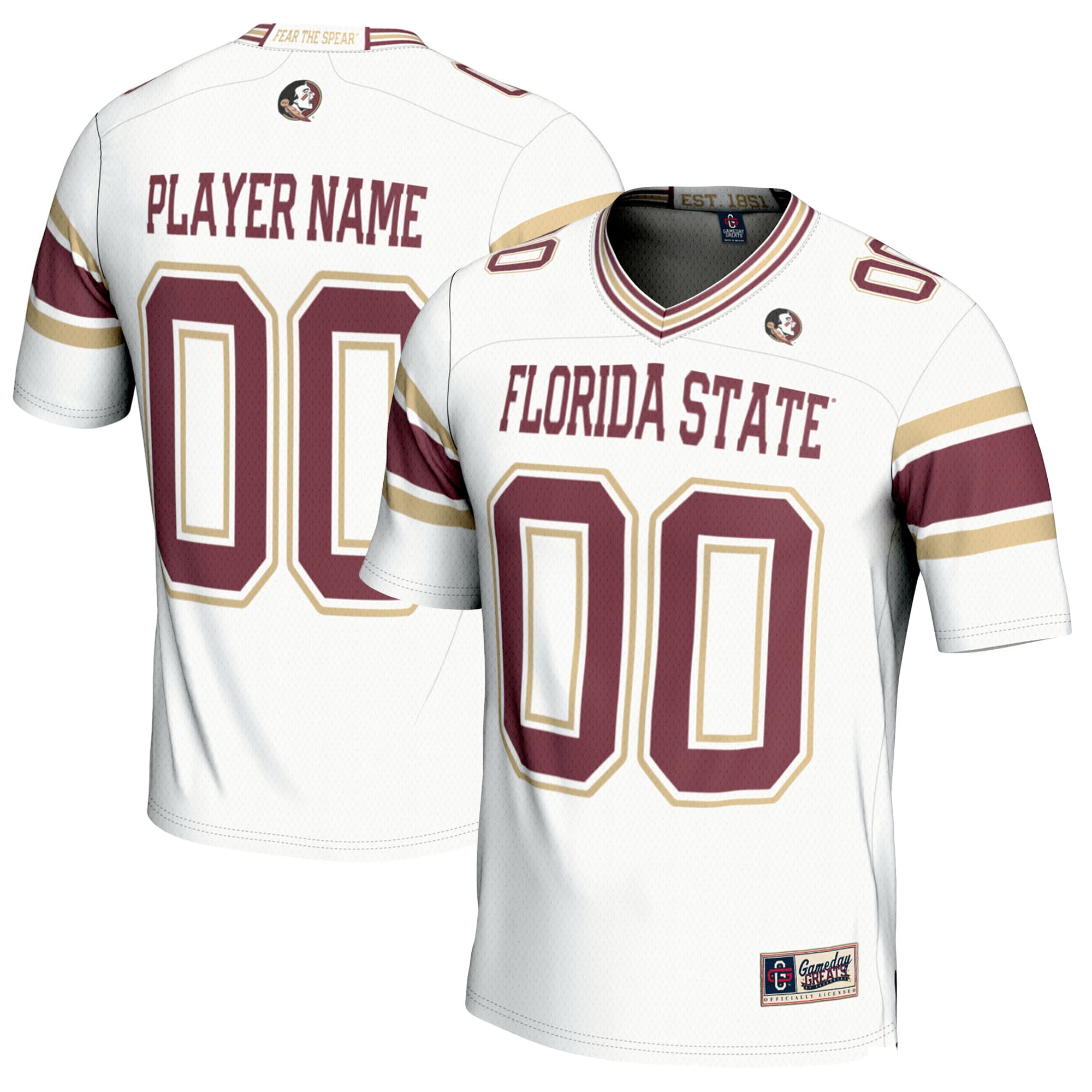 Florida State Seminoles Football Jersey White - front and back view