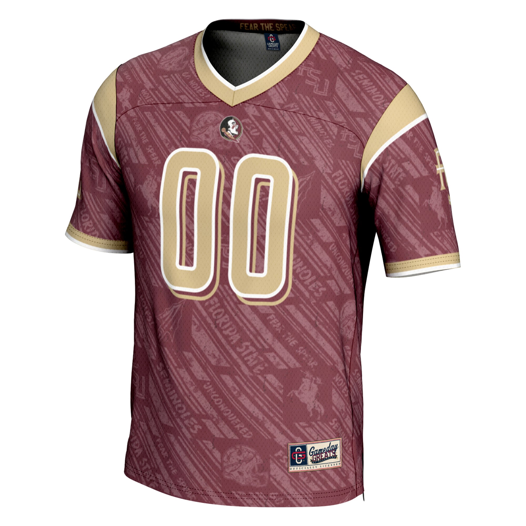 Florida State Seminoles Highlight Print Football Jersey Garnet - front view