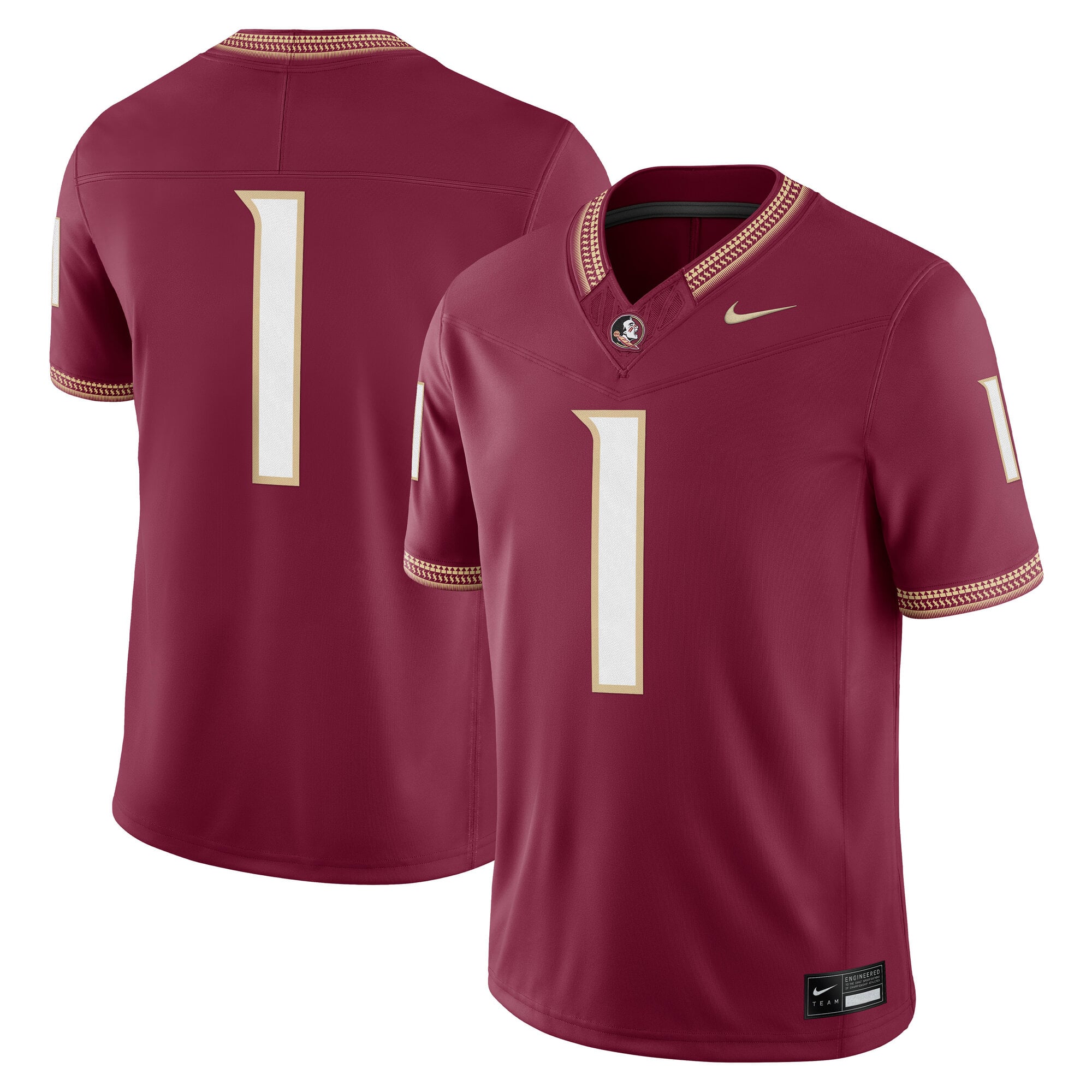 #1 Florida State Seminoles Home F.U.S.E. Stitched Jersey Garnet - front and back view