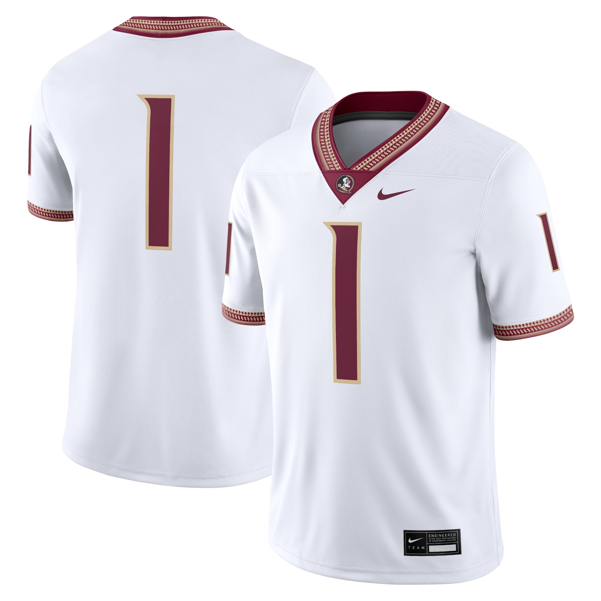 #1 Florida State Seminoles Jersey White - front and back view