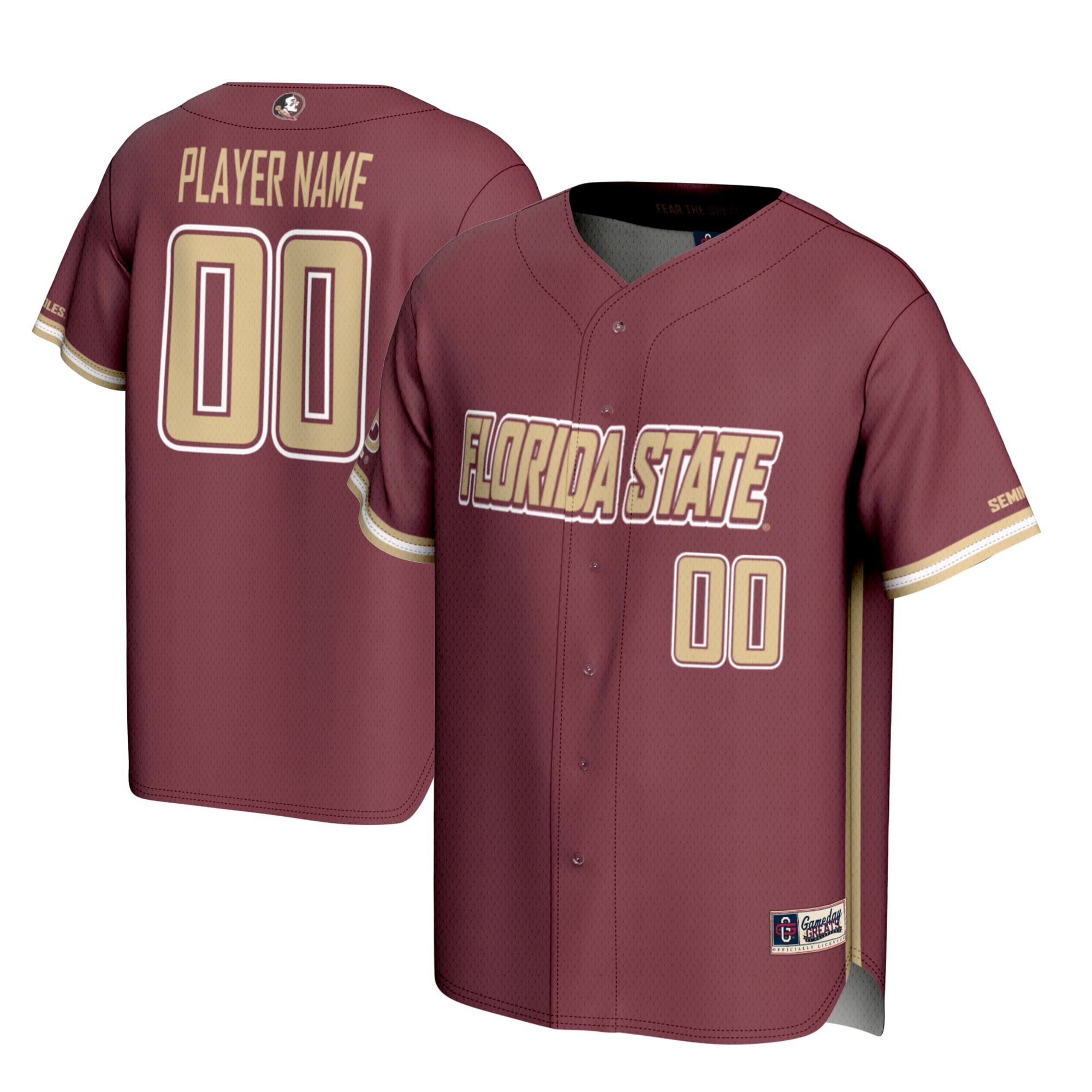 Florida State Seminoles Lightweight Baseball Jersey Garnet - front and back view