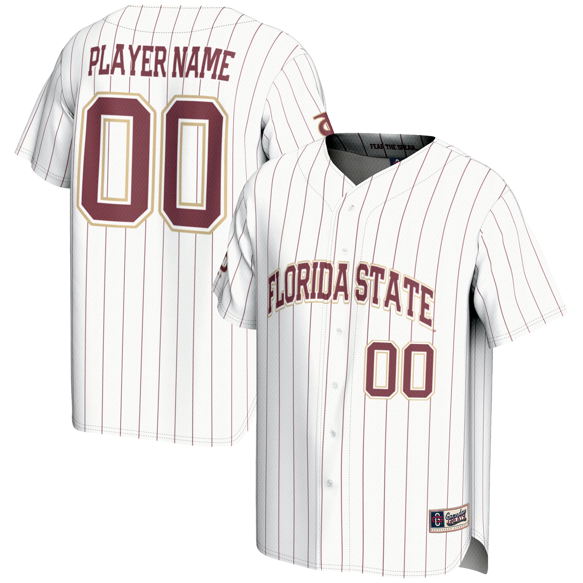 Florida State Seminoles Lightweight Baseball Jersey White - front and back view