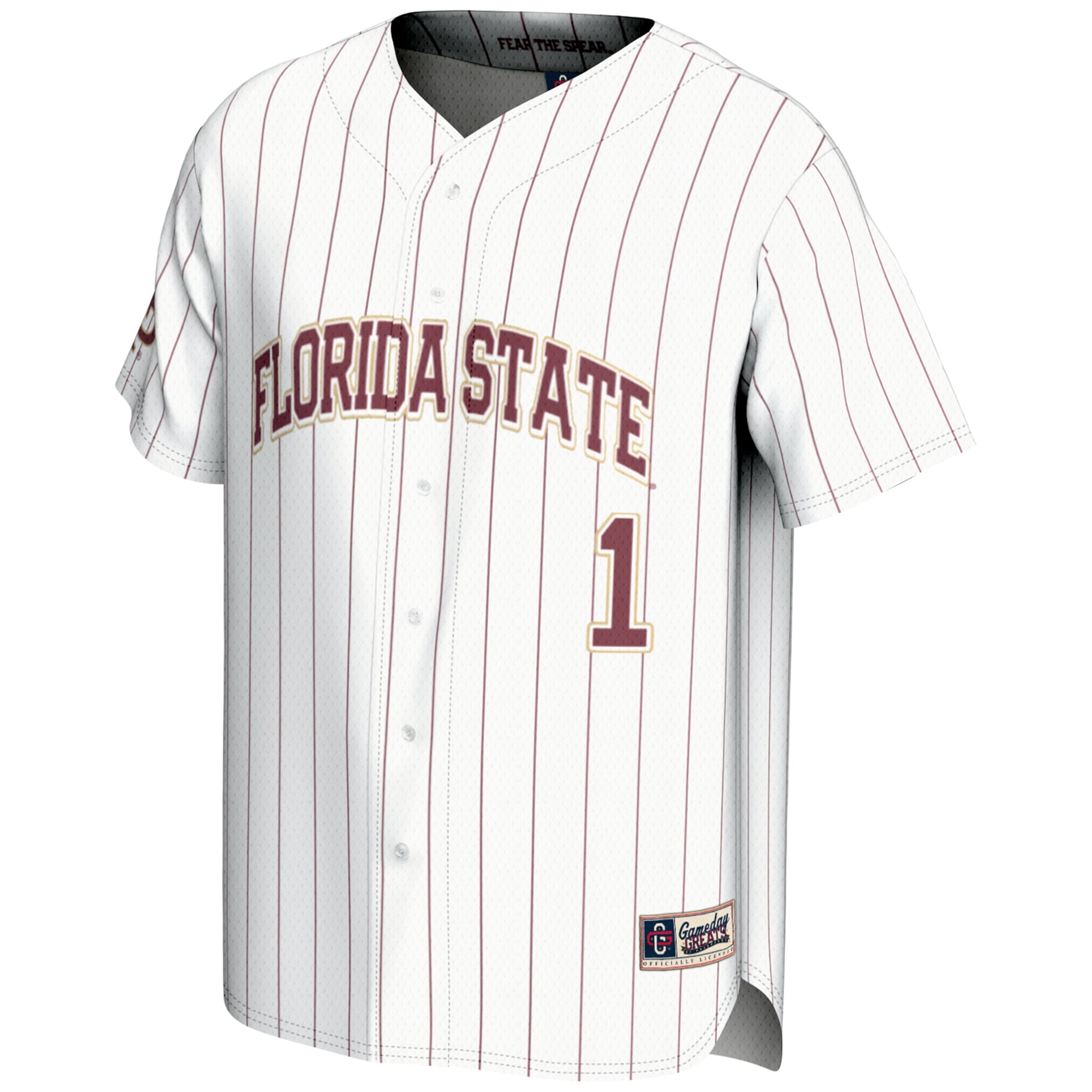 #1 Florida State Seminoles Lightweight Baseball Jersey White - front view