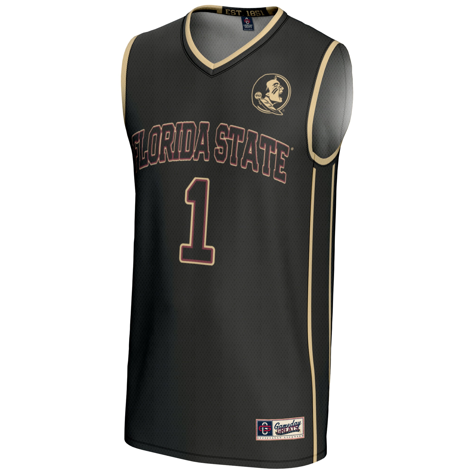 #1 Florida State Seminoles Lightweight Basketball Jersey Black - front view
