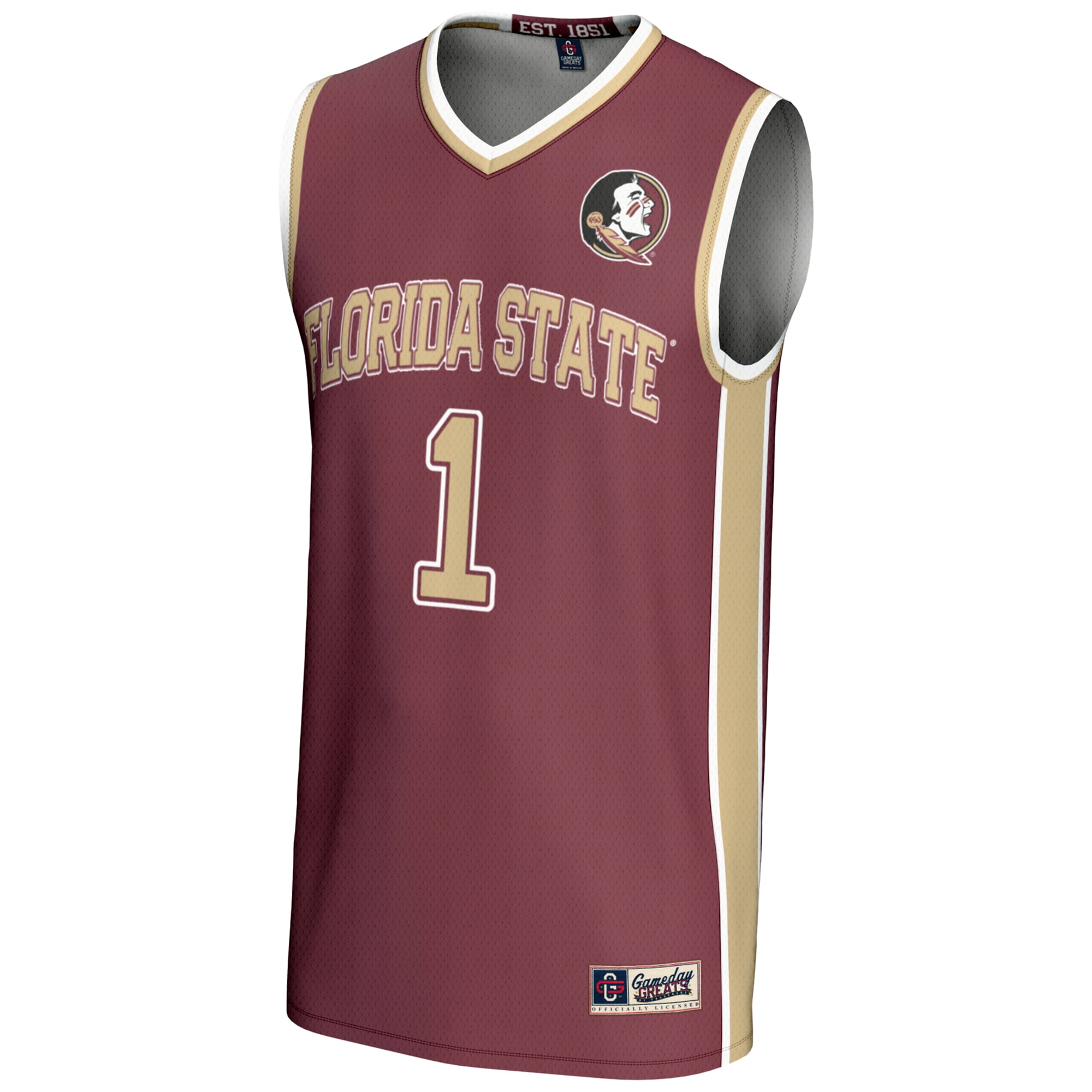 #1 Florida State Seminoles Lightweight Basketball Jersey Garnet - front view