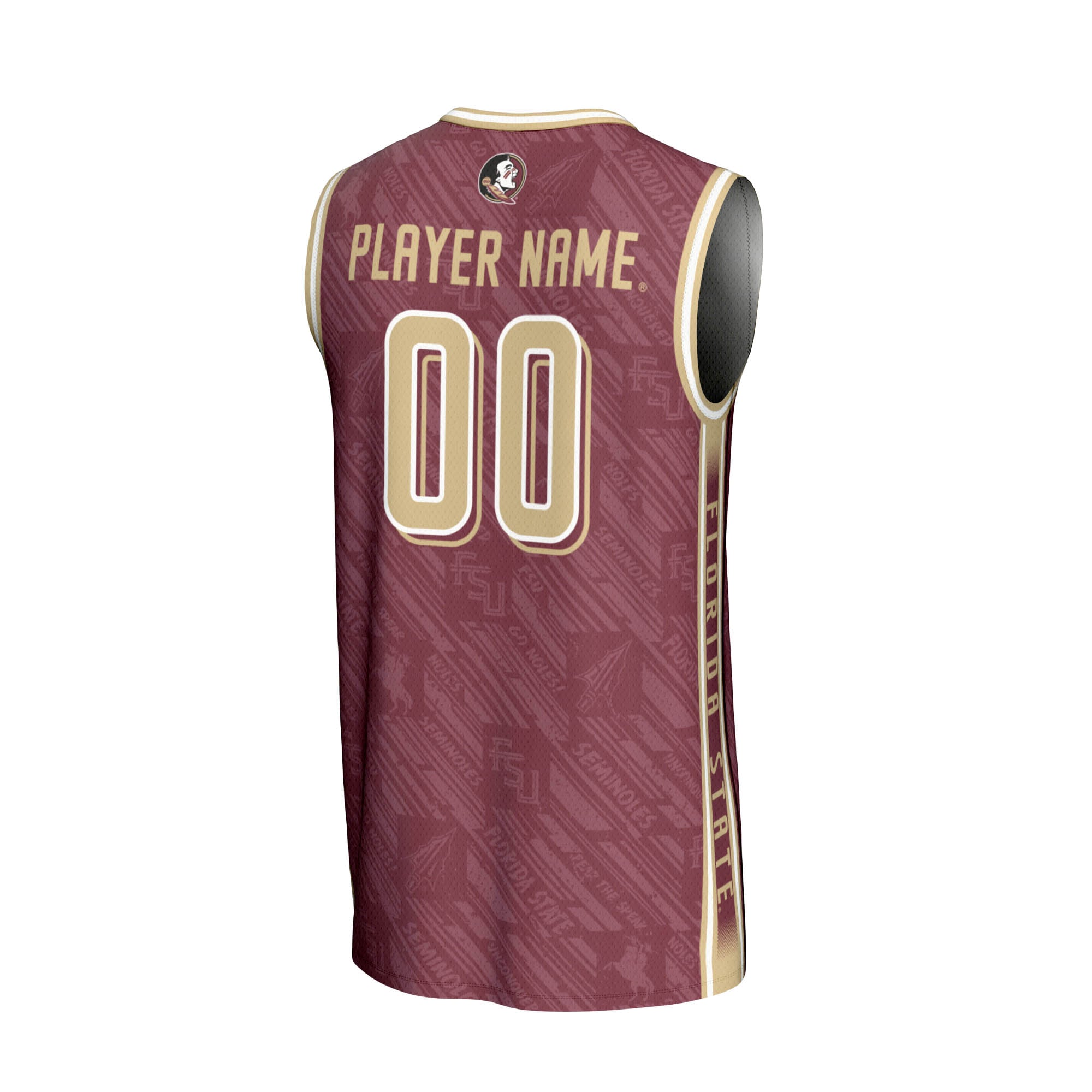 Florida State Seminoles Men's Basketball Highlight Print Lightweight Jersey Garnet - back view