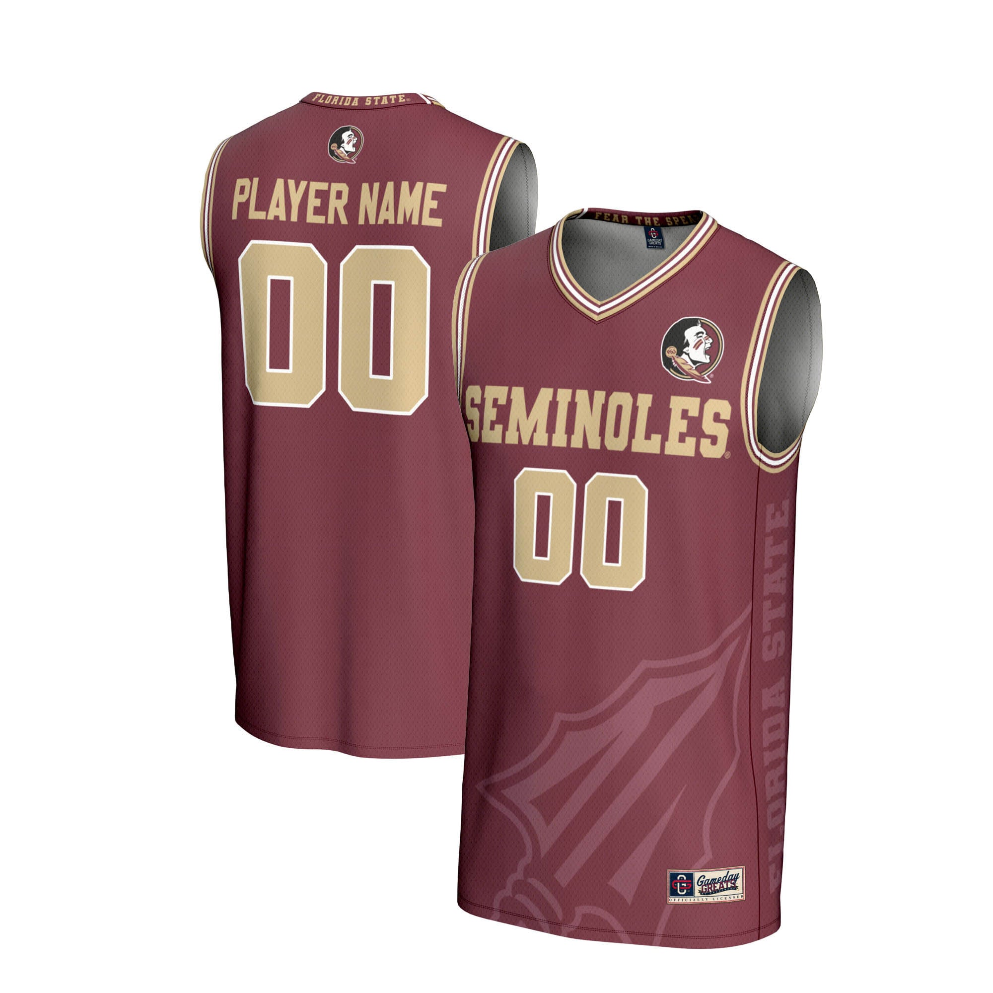 Florida State Seminoles Men's Basketball Icon Print Lightweight Jersey Garnet - front and back view