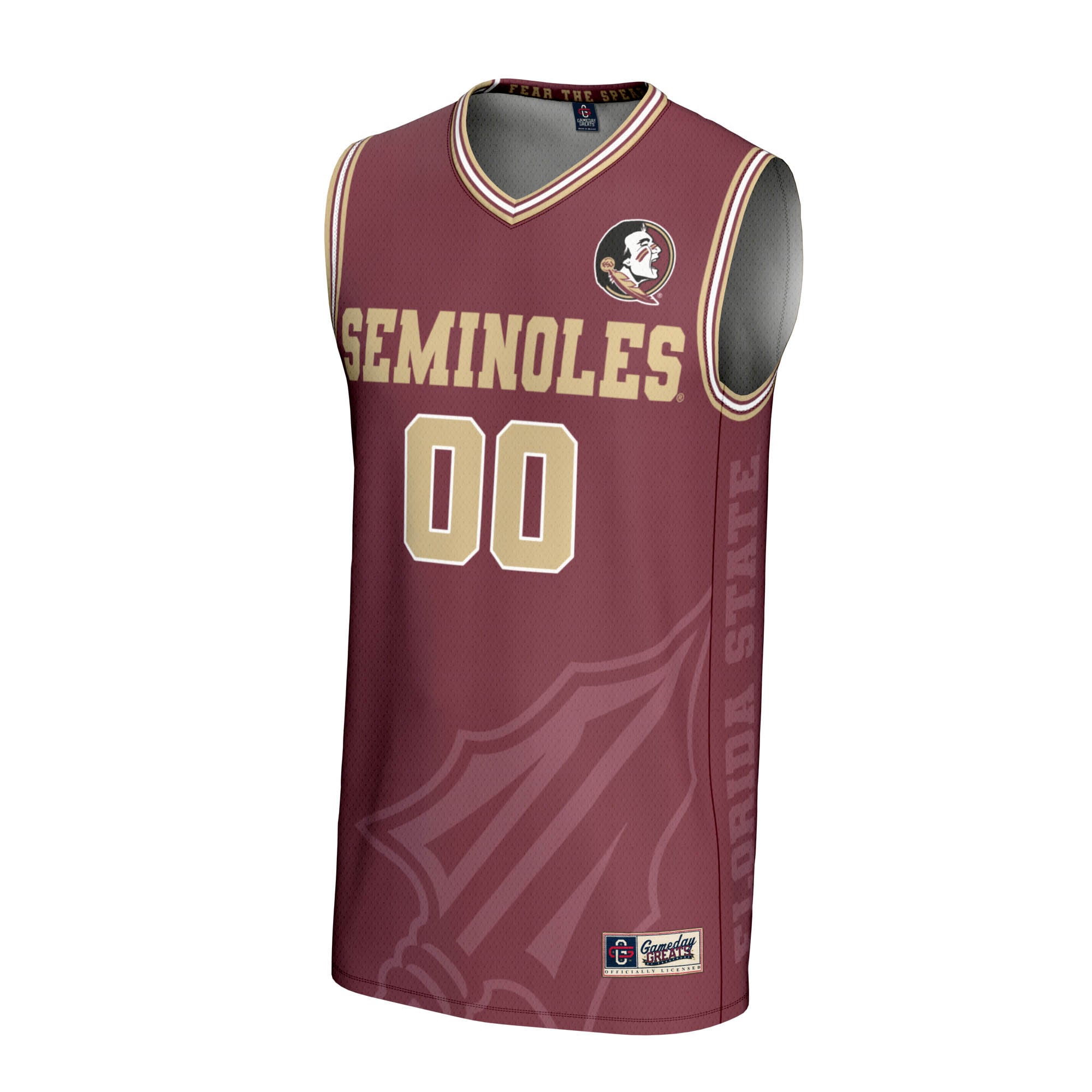 Florida State Seminoles Men's Basketball Icon Print Lightweight Jersey Garnet - front view