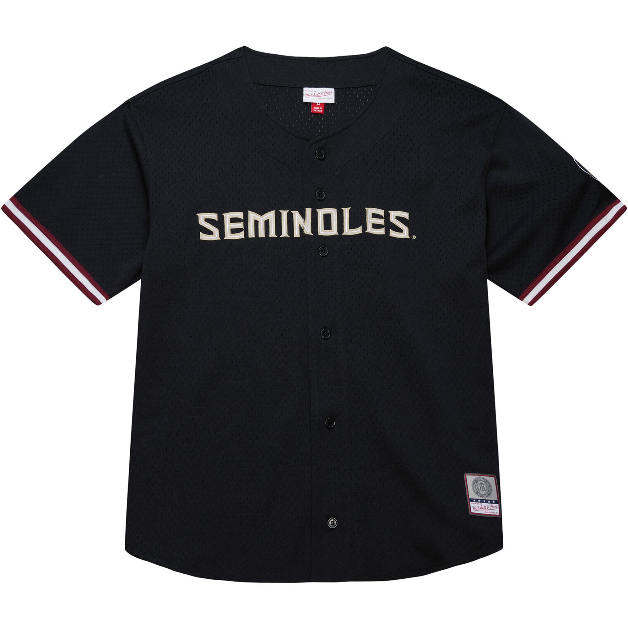 Florida State Seminoles On The Clock Full-Button Fashion Jersey Black - front view