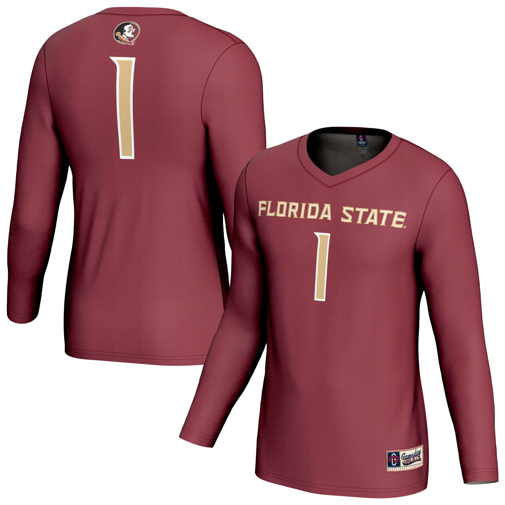 #1 Florida State Seminoles Unisex Collegiate Volleyball Fashion Jersey Garnet - front and back view