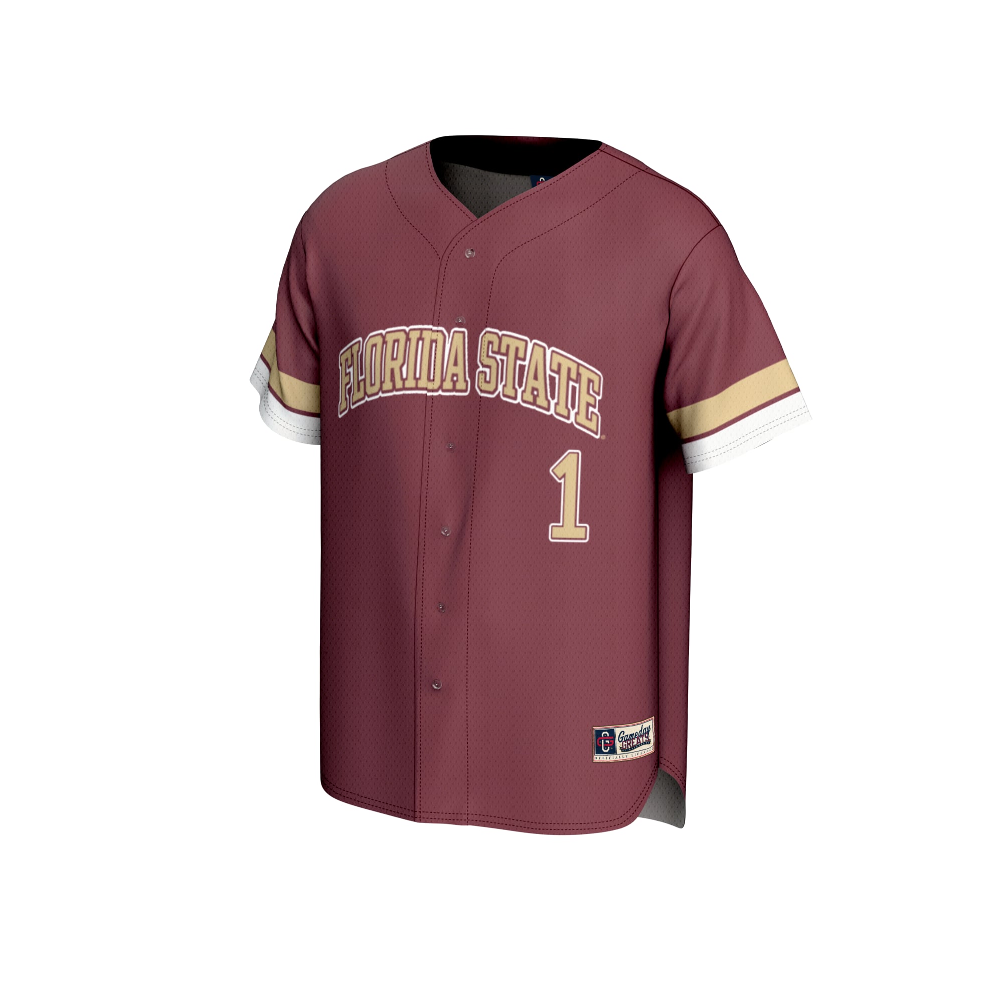 #1 Florida State Seminoles Unisex Lightweight Collegiate Baseball Fashion Jersey - front view