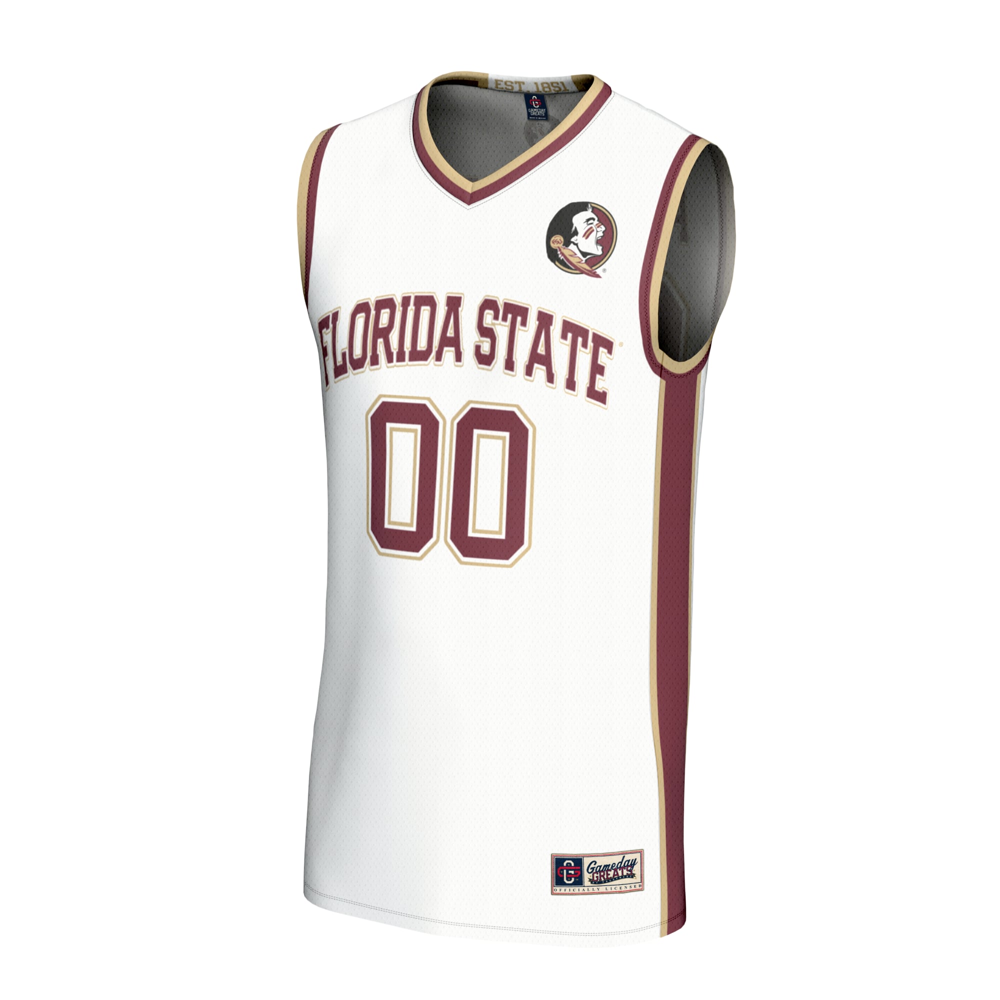 Florida State Seminoles Unisex Lightweight Collegiate Men's Basketball Fashion Jersey - front view