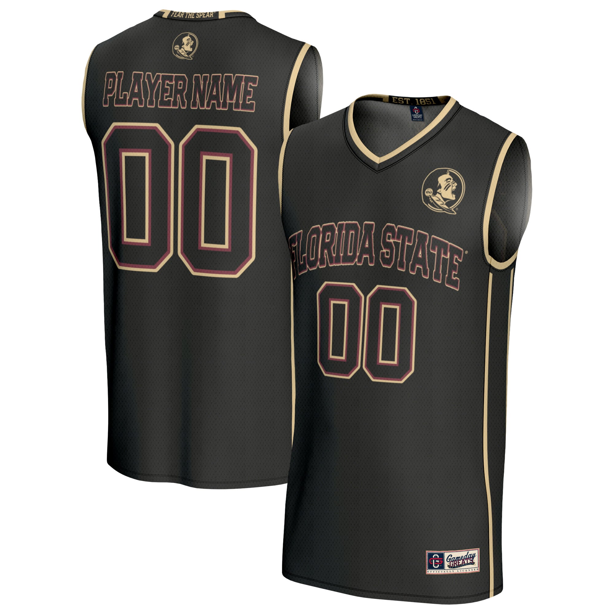Florida State Seminoles Unisex Lightweight Collegiate Men's Basketball - front and back view