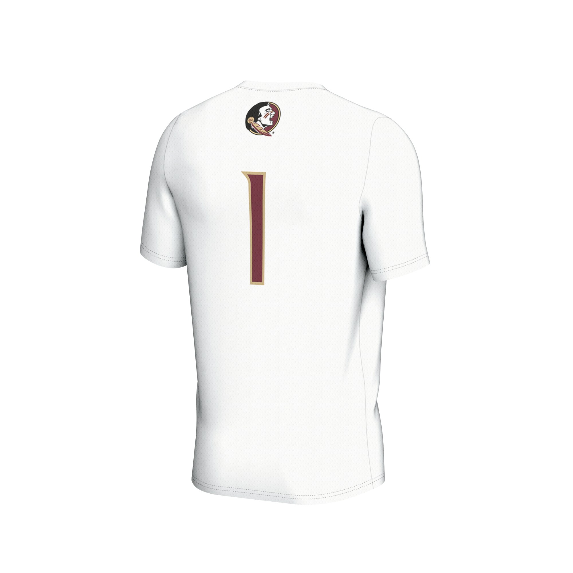 #1 Florida State Seminoles Unisex Lightweight Collegiate Soccer Fashion Jersey White - back view