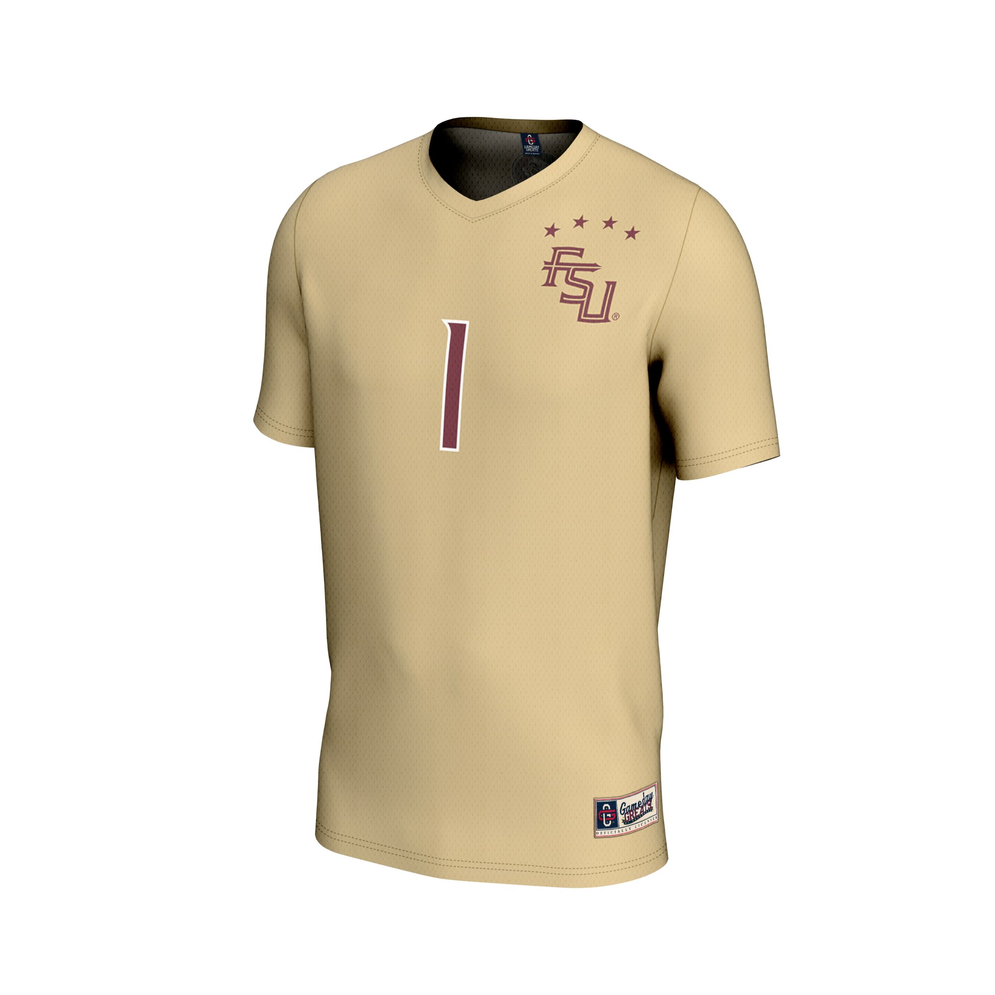 #1 Florida State Seminoles Unisex Lightweight Collegiate Soccer Fashion Jersey Gold - front view