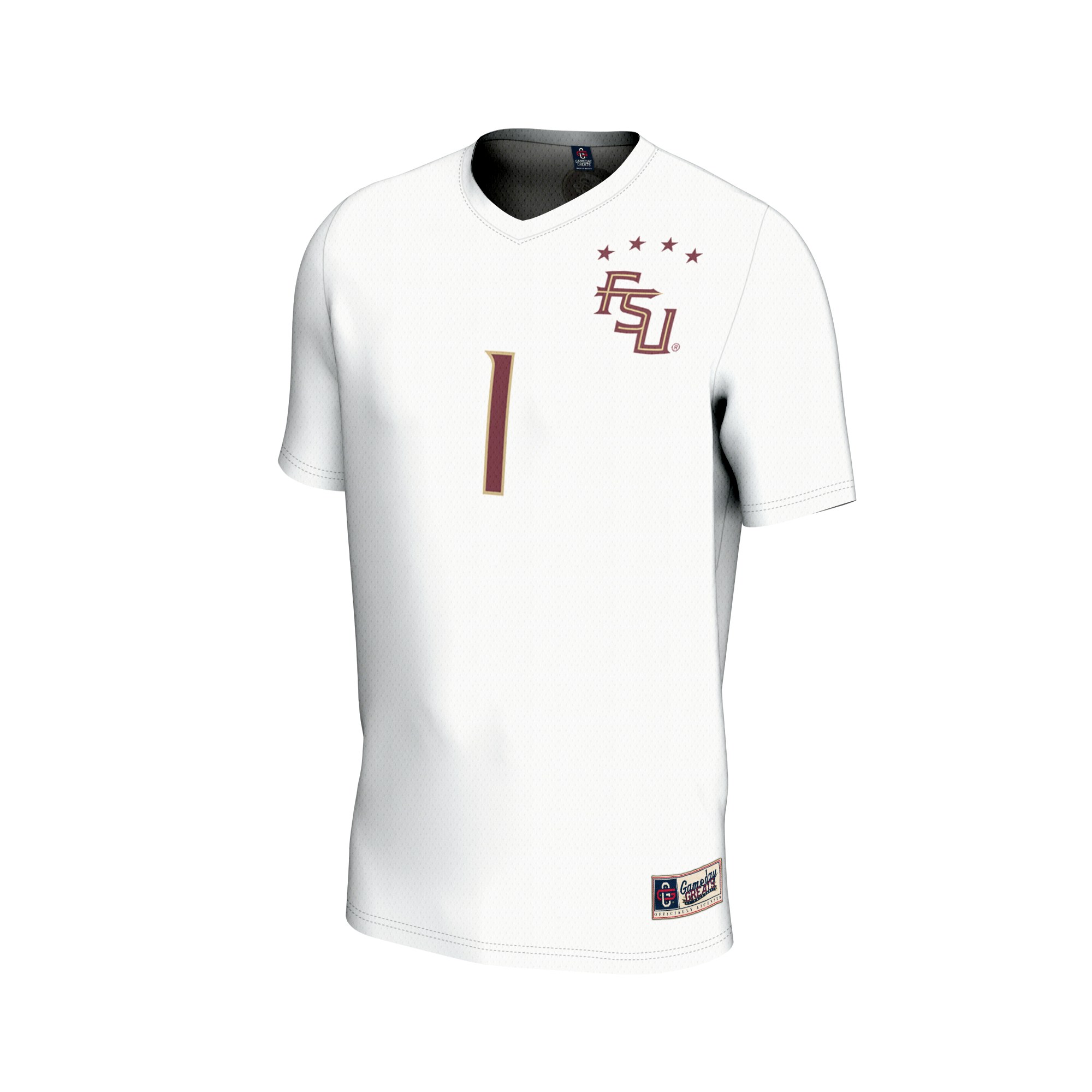 #1 Florida State Seminoles Unisex Lightweight Collegiate Soccer Fashion Jersey White - front view