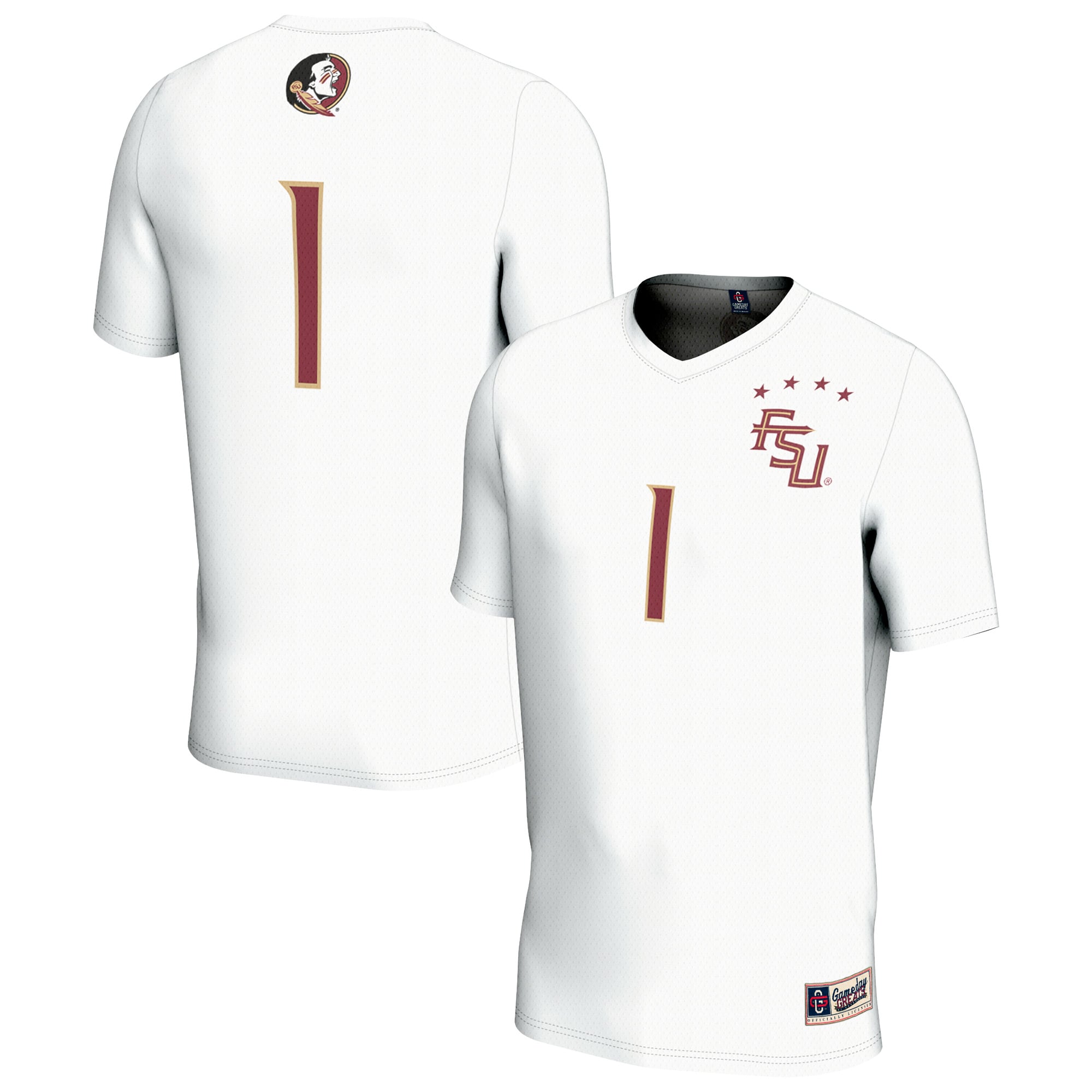 #1 Florida State Seminoles Unisex Lightweight Collegiate Soccer Fashion - front and back view